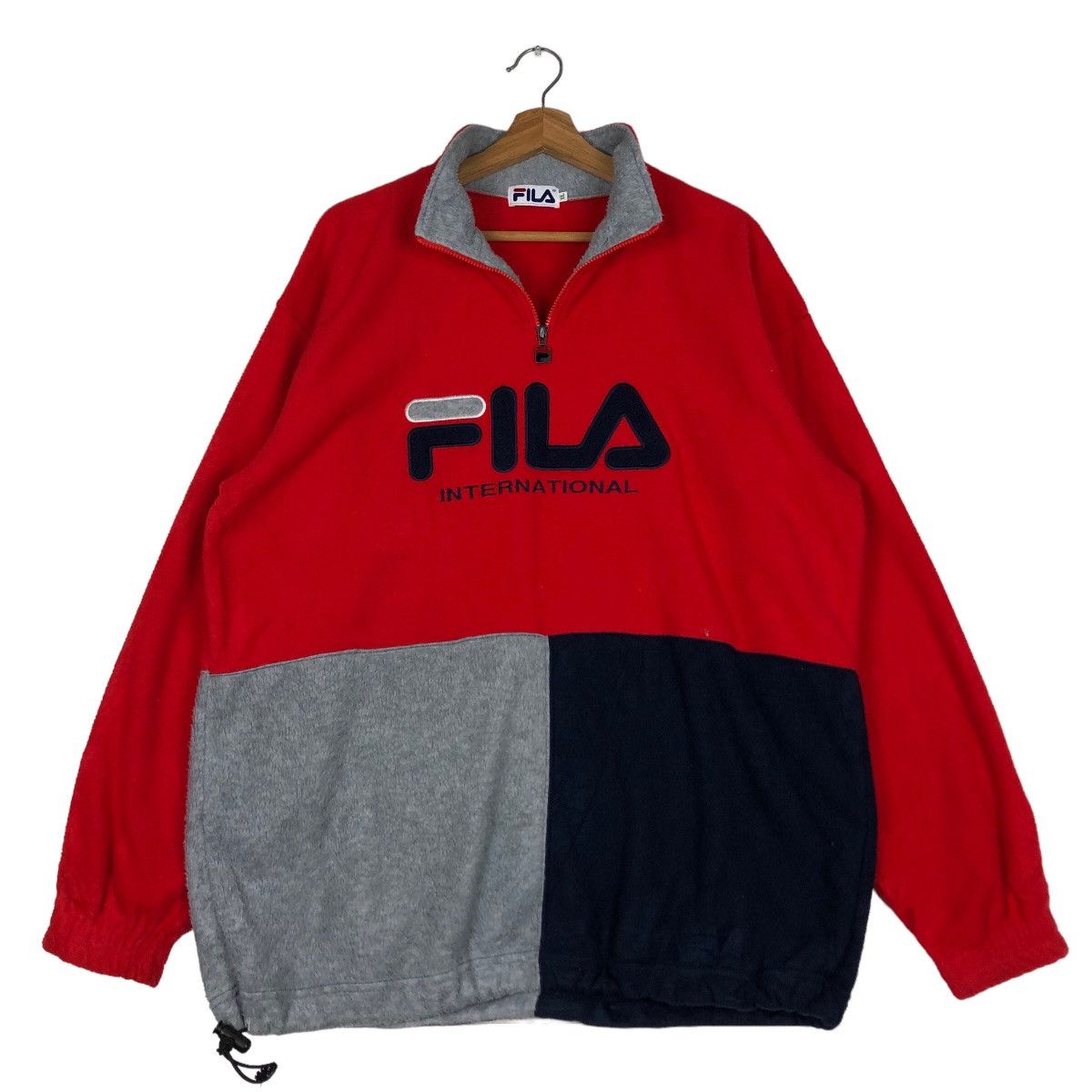 Japanese Brand 🔥Vtg Anorak Jacket Fleece Fila International Big Spell Out Size US XL / EU 56 / 4 - 10 Thumbnail