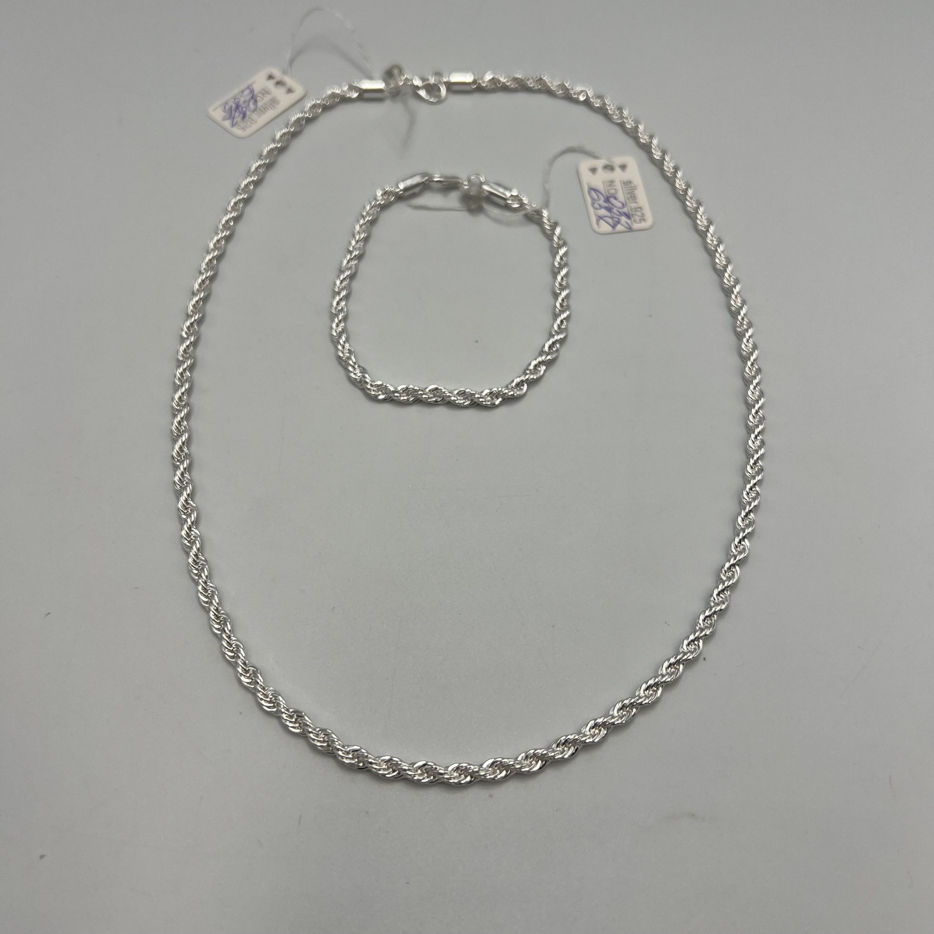 Set Used Bracelet Necklace Sterling Silver 925 Jewelry 25.16, Men's