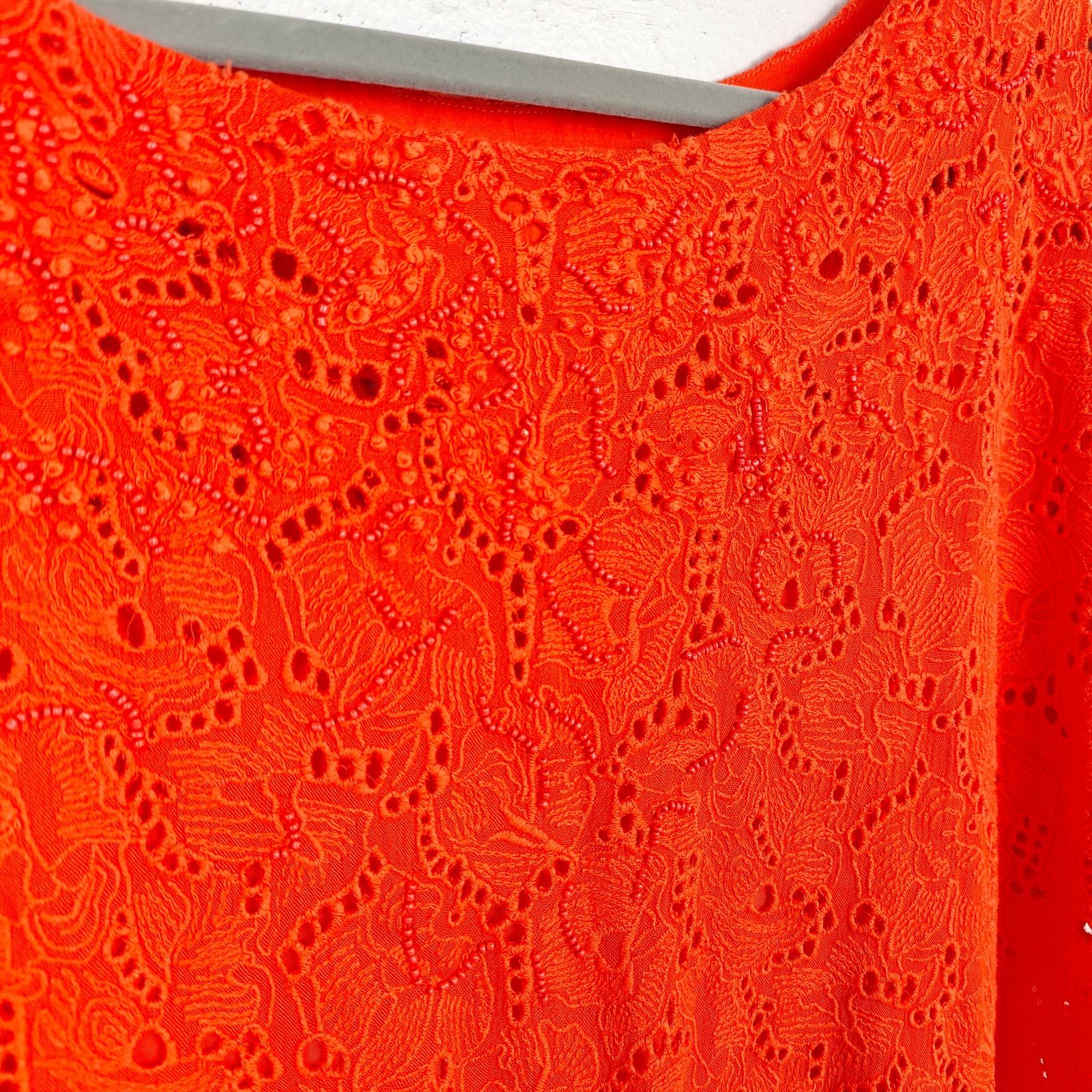Anthropologie Anthropologie Maeve Karine Beaded Lace Top Womens 14 Orange Size XL / US 12-14 / IT 48-50 - 2 Thumbnail