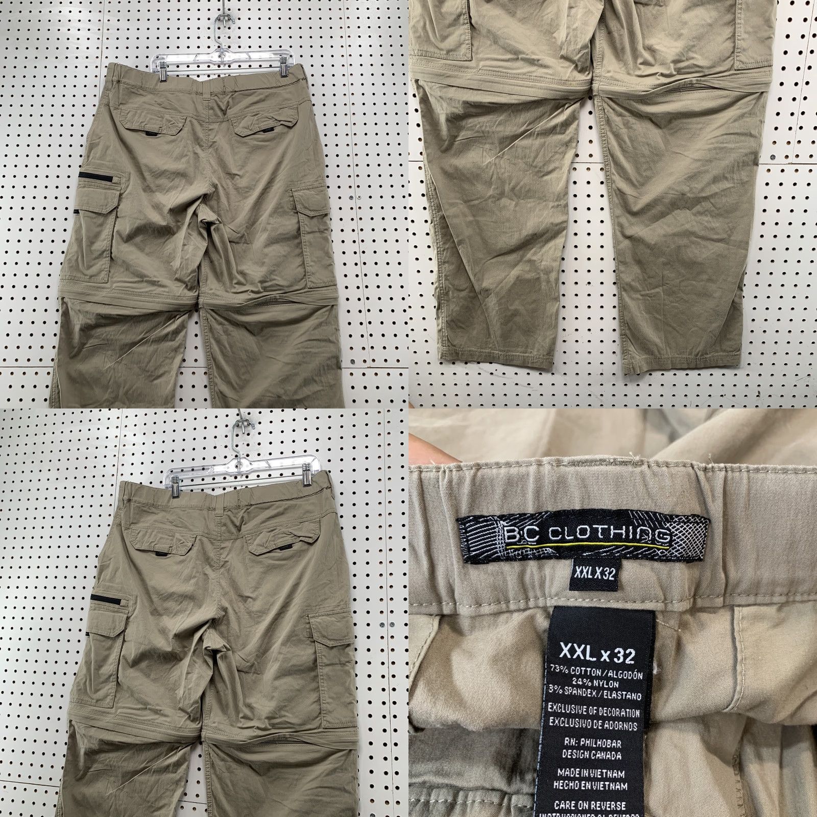 Vintage VINTAGE BC Clothing Cargo Convertible Pants Mens 2XL 40x32 Khaki Button Cargo Pocket Cotton Brown Mens Pants Size US 39 - 8 Thumbnail