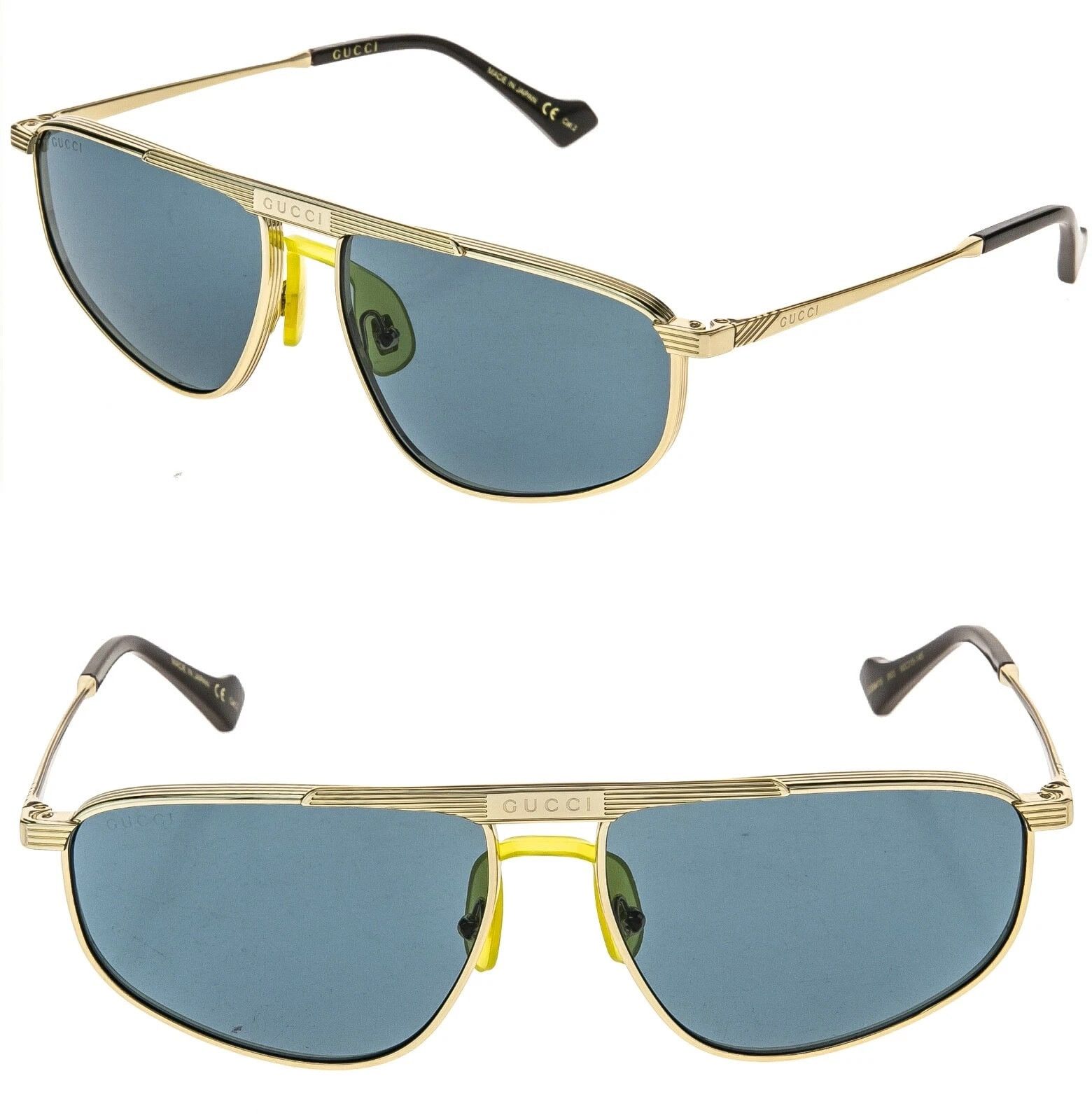 Gucci GUCCI GG0841S 0841 Retro Gold Blue Metal Logo Sunglasses 003 Size ONE SIZE - 1 Thumbnail
