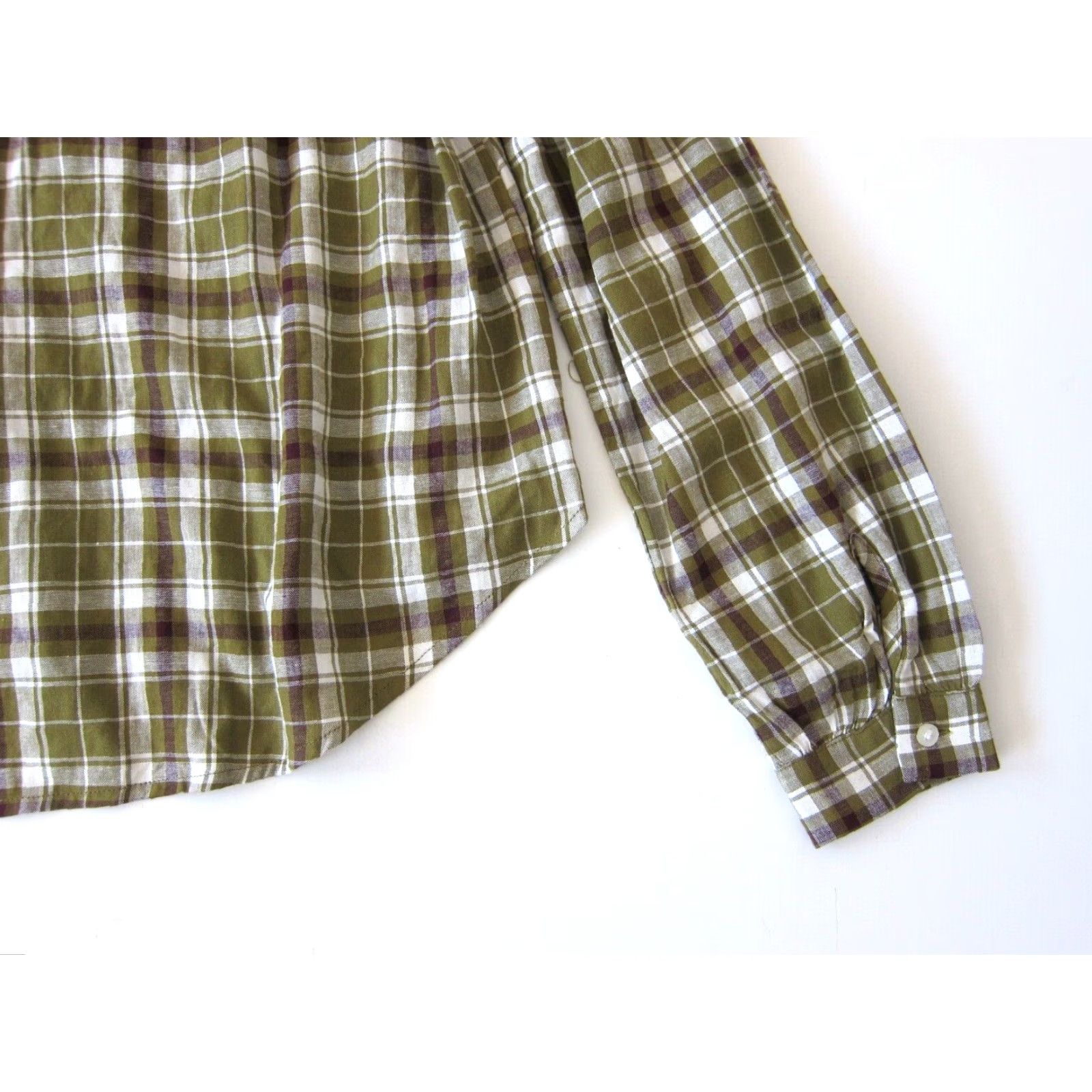 Ann Taylor NWT Ann Taylor Loft Blouse Shirt Button Long Sleeve Collared Plaid Ruffle XS Green Women Proudly Made in Indonesia Size XS / US 0-2 / IT 36-38 - 6 Thumbnail