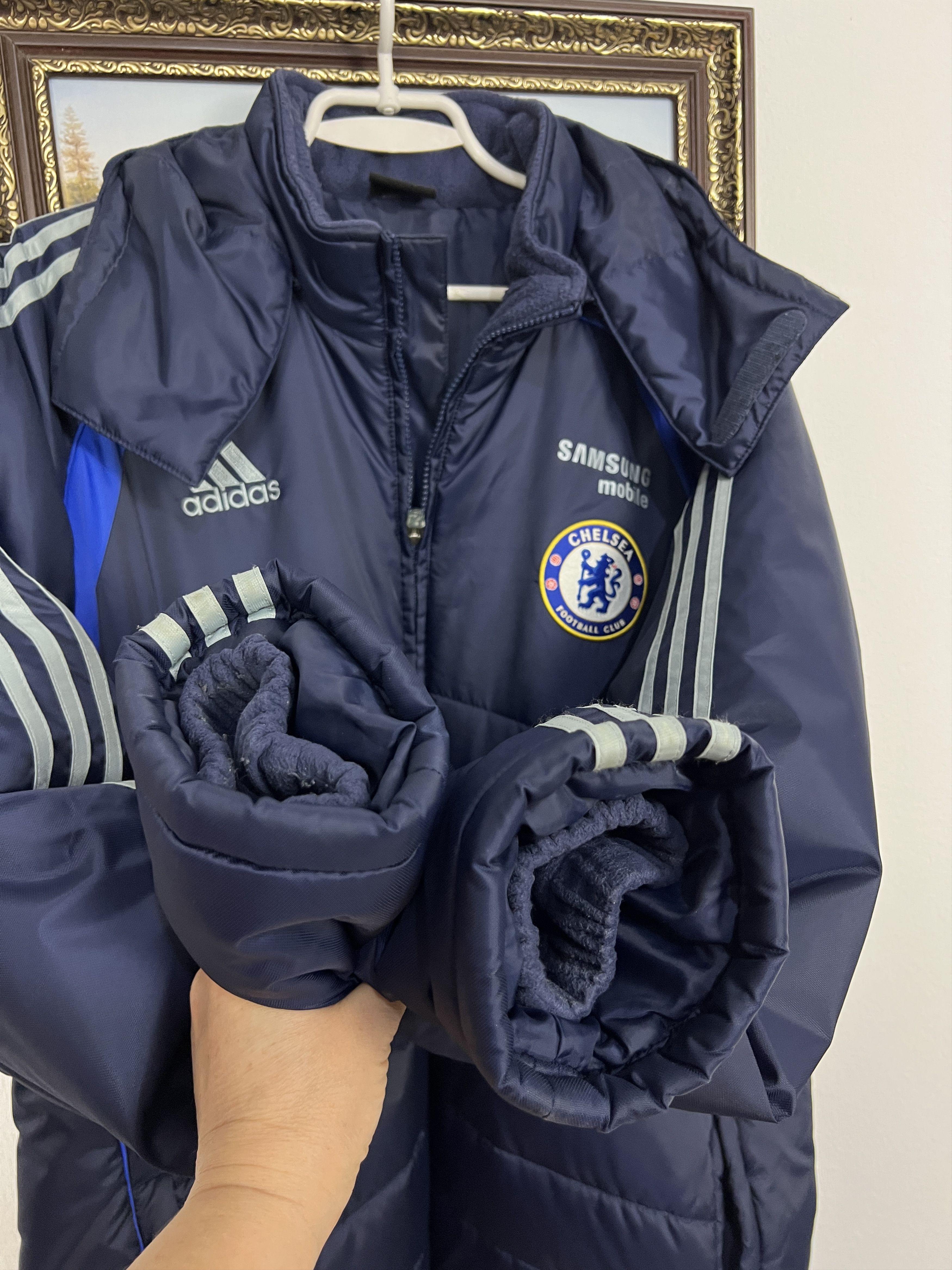 Adidas Vintage Adidas Chelsea Football Padded Hooded Jacket Bomber Size US L / EU 52-54 / 3 - 4 Thumbnail