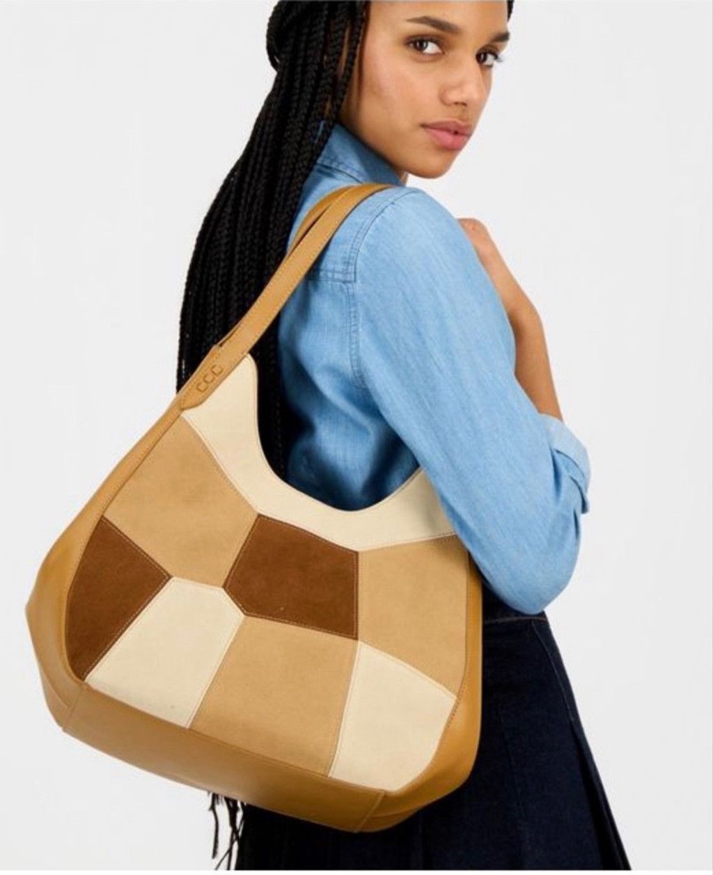 Style & Co Women's Style&co. Shoulder Bag Brown Beige Patchwork Size ONE SIZE - 5 Thumbnail