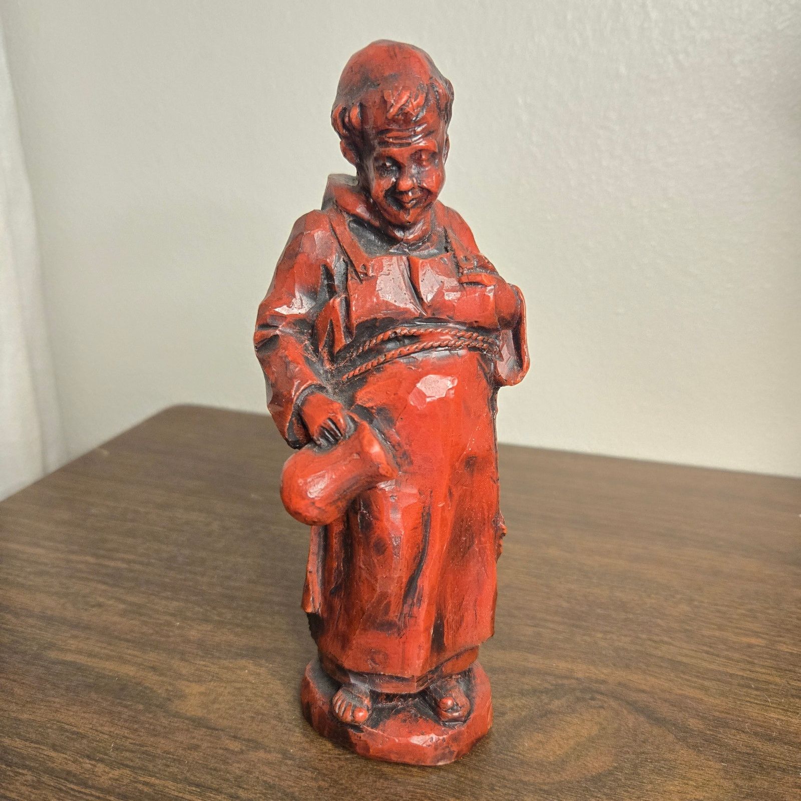 Vintage Vintage Hand-Carved Monk Folk Art Figurine - Red Patinated Size ONE SIZE - 1 Thumbnail