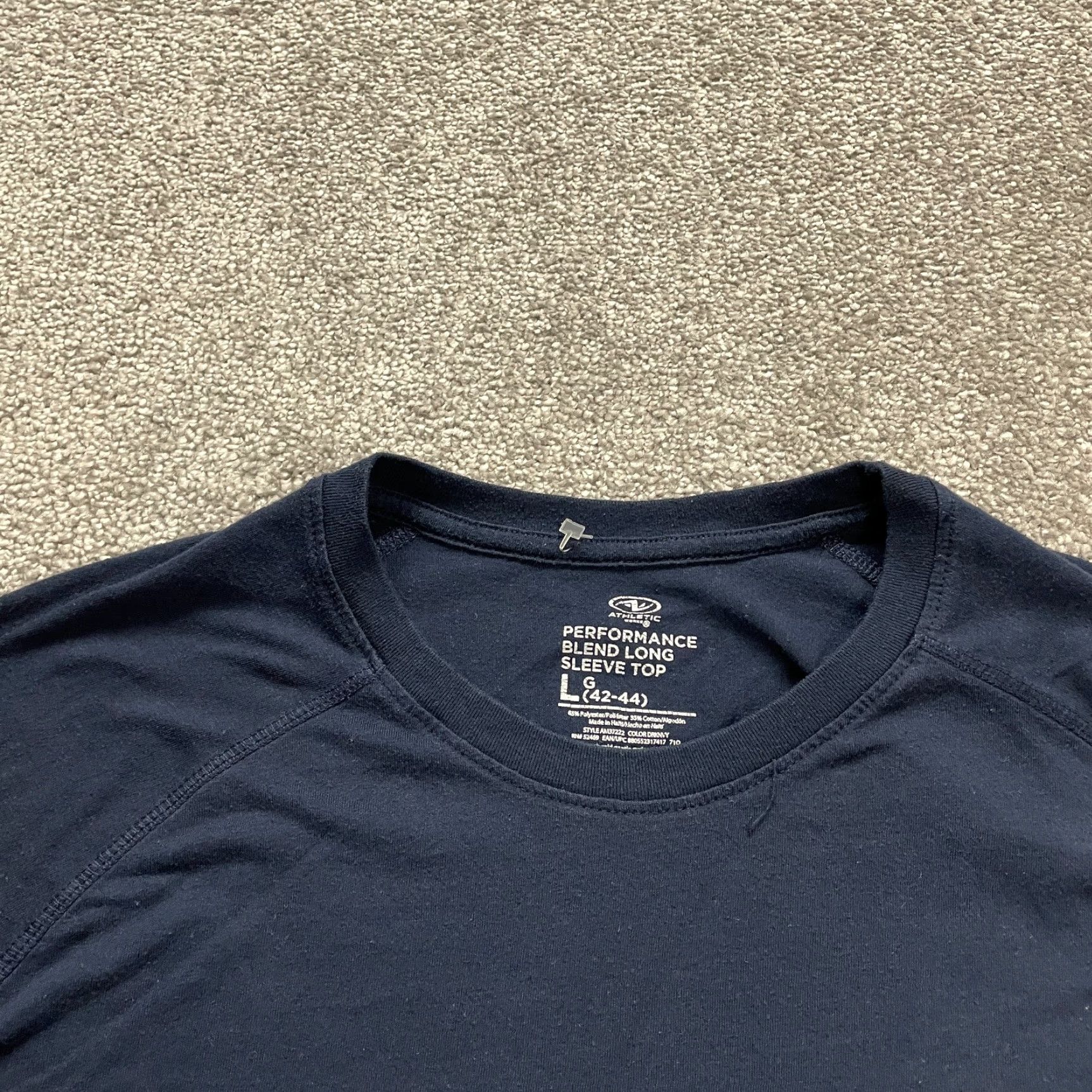 Athletic Works Athletic Works Basic Crew Neck Shirt Mens Large Blue Cotton Long Sleeve Raglan Logo Size US L / EU 52-54 / 3 - 2 Thumbnail