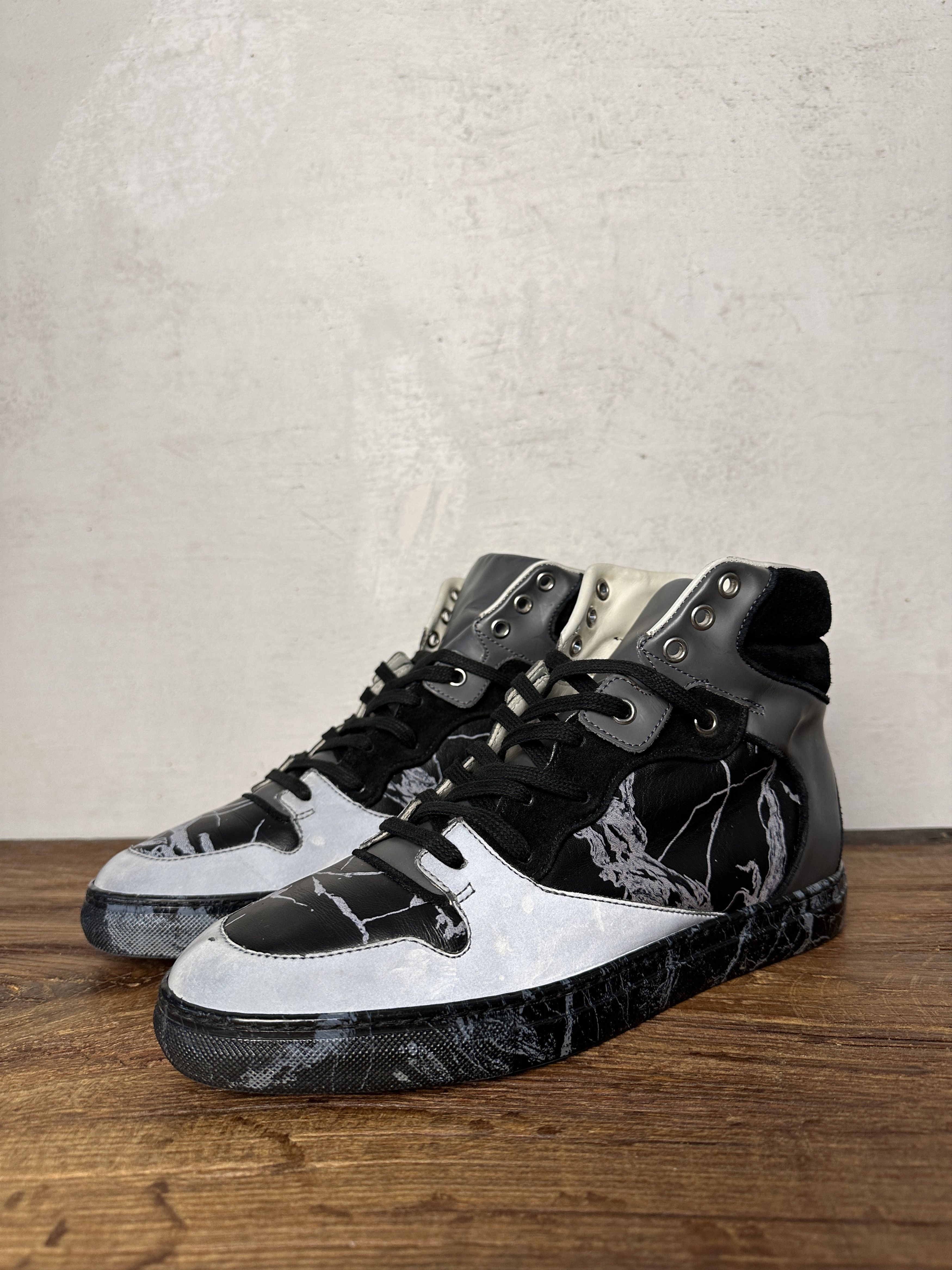 Balenciaga Balenciaga High Top Marble Print Black White Sneakers Size US 7 / EU 40 - 2 Thumbnail