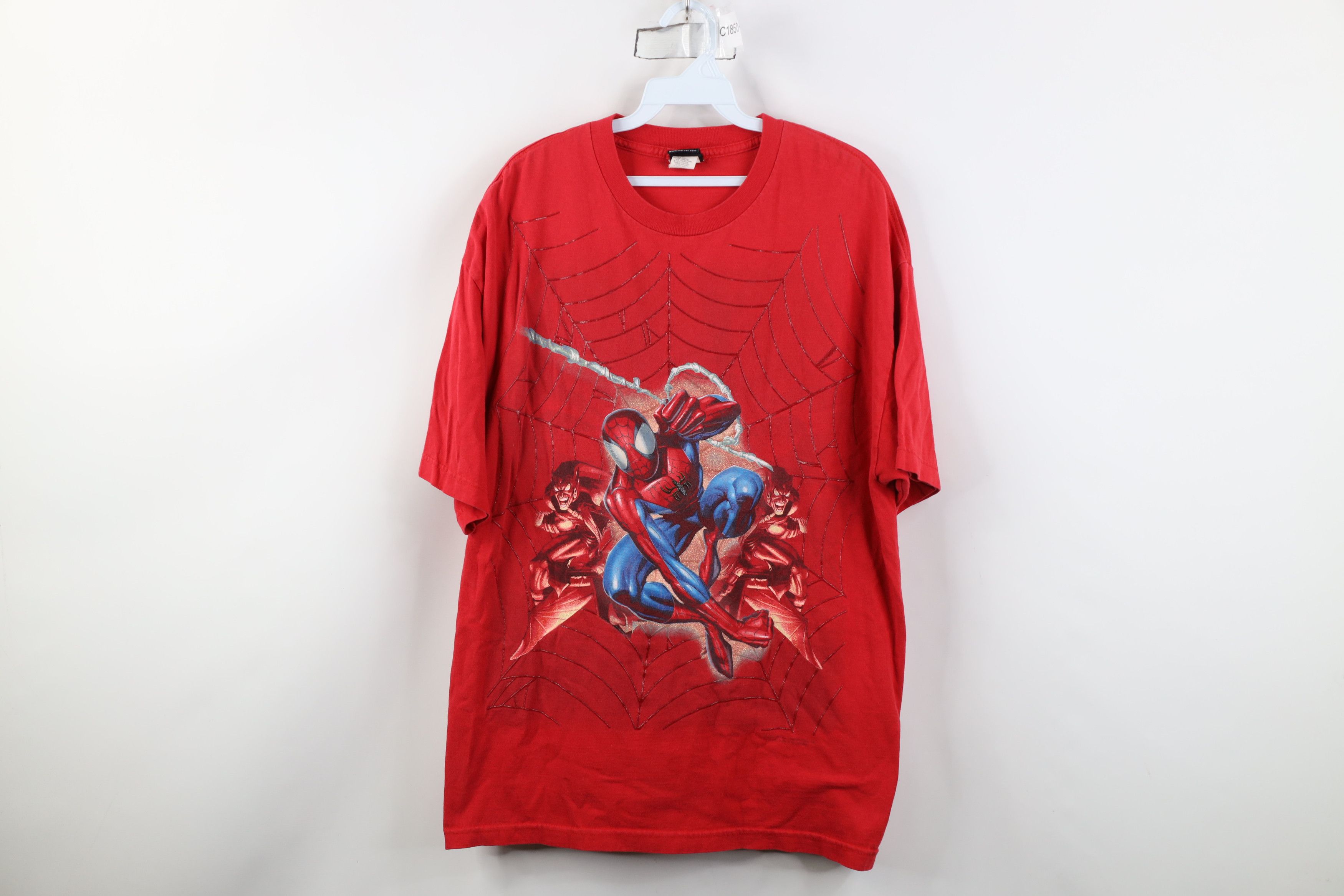 Vintage Vintage Y2K 2002 Marvel Spiderman Green Goblin Web T-Shirt Size US XL / EU 56 / 4 - 1 Thumbnail