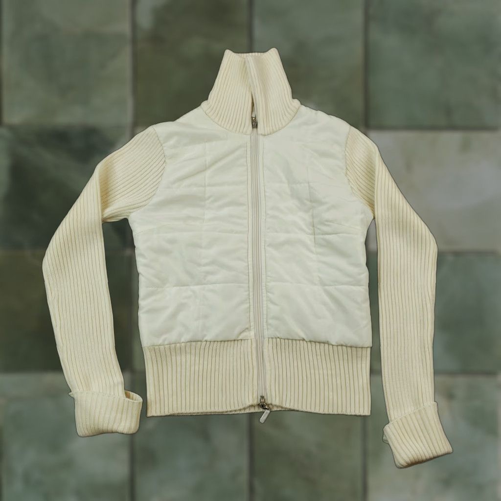 White House Black Market White House Black Market Womens Small Beige Full Zip Knit Jacket Size S / US 4 / IT 40 - 1 Thumbnail