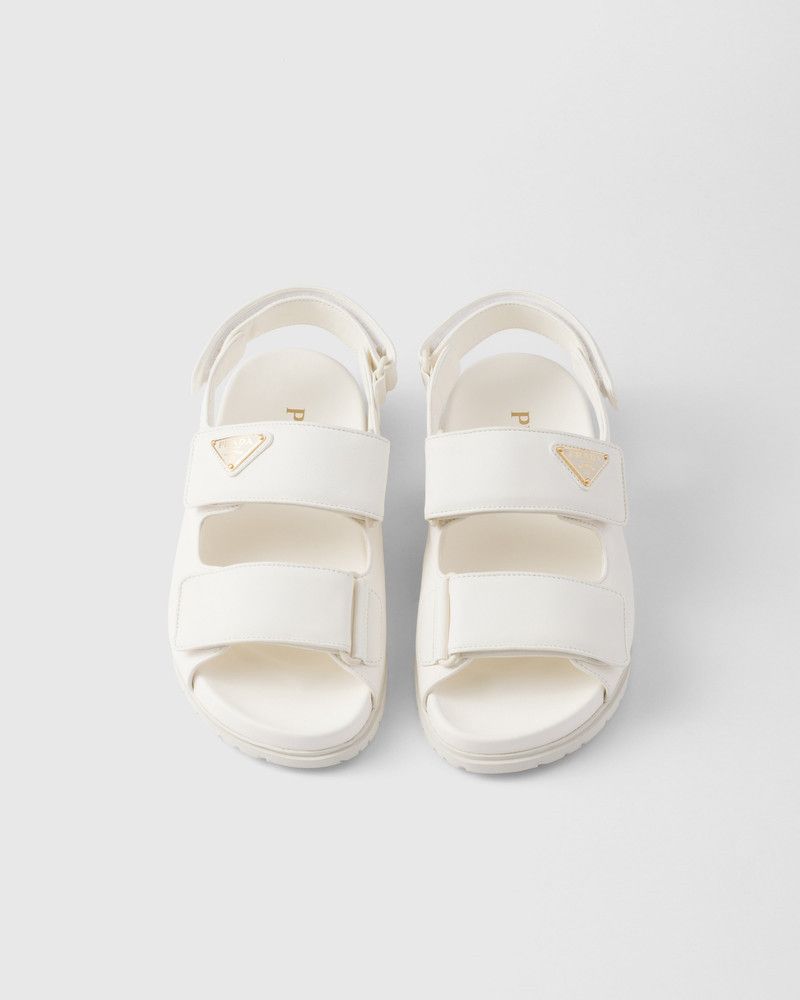 Prada o1B3y1r0526 Nappa Leather Sandals in White Size US 9 / IT 39 - 3 Thumbnail