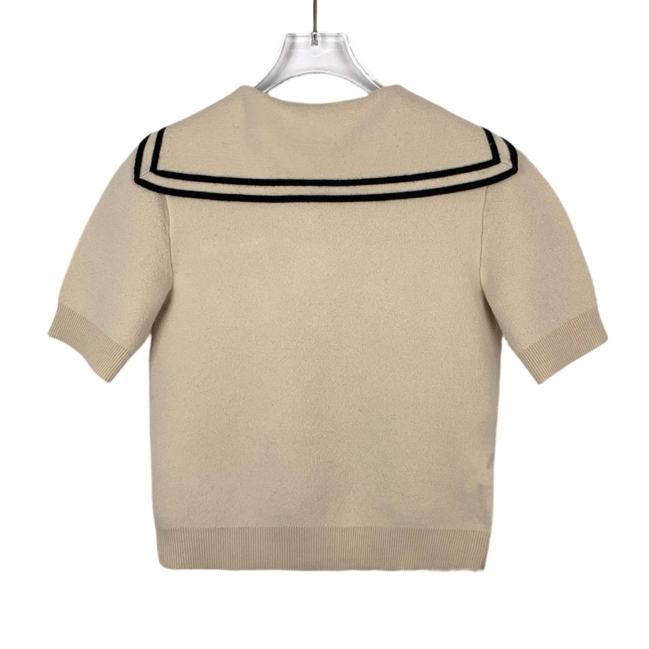 Gucci Gucci Beige Wool Sweater Navy Collar Horsebit Detail XS Made Size XS / US 0-2 / IT 36-38 - 7 Thumbnail