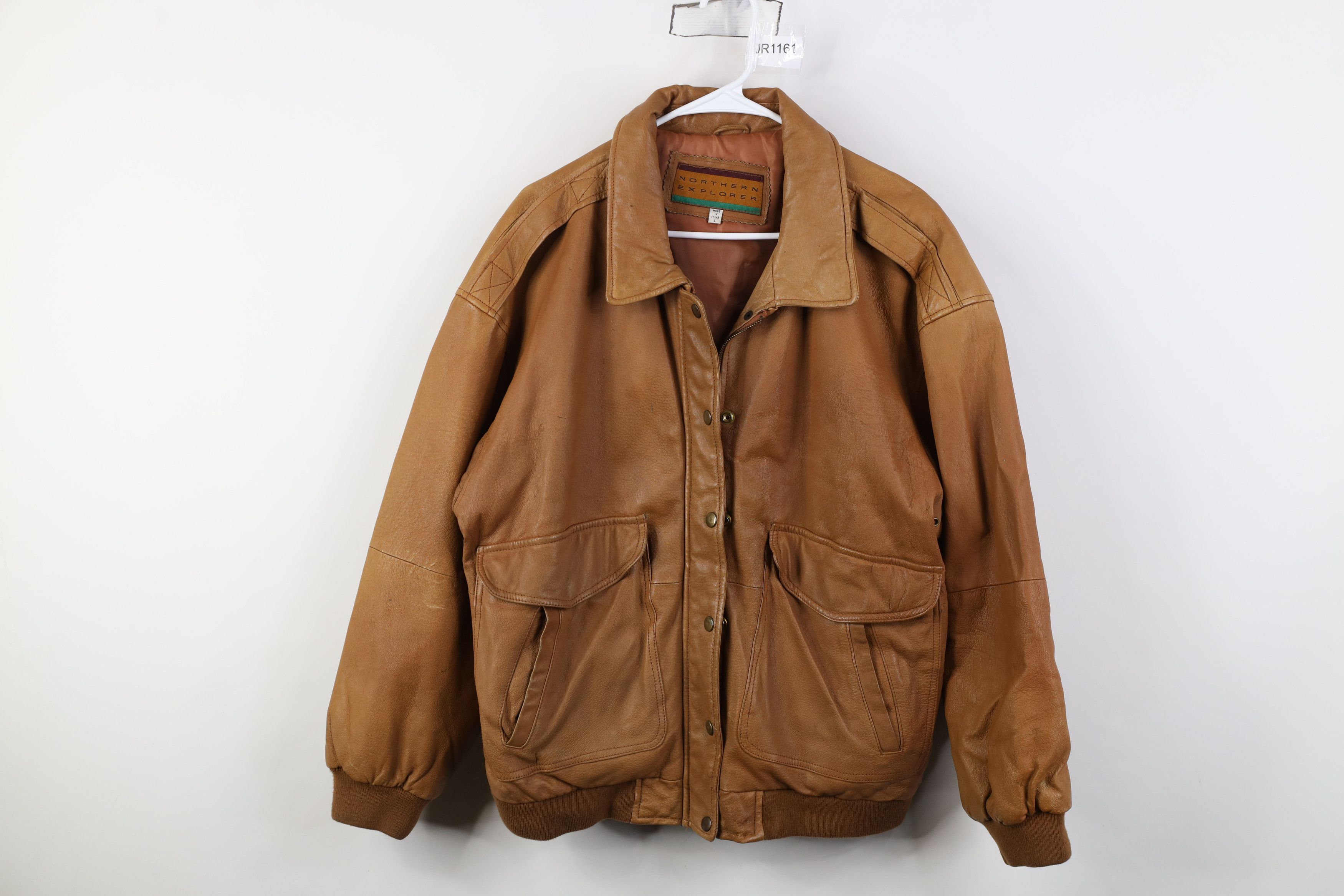 Vintage Vintage 90s Streetwear Full Zip Leather Flight Bomber Jacket Size L / US 10 / IT 46 - 1 Thumbnail