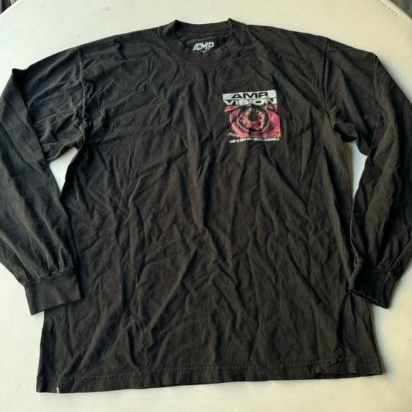 Designer NEW ANY MEANS POSSIBLE AMP VISION BLACK LONG SLEEVE T-SHIRT Size US L / EU 52-54 / 3 - 5 Thumbnail