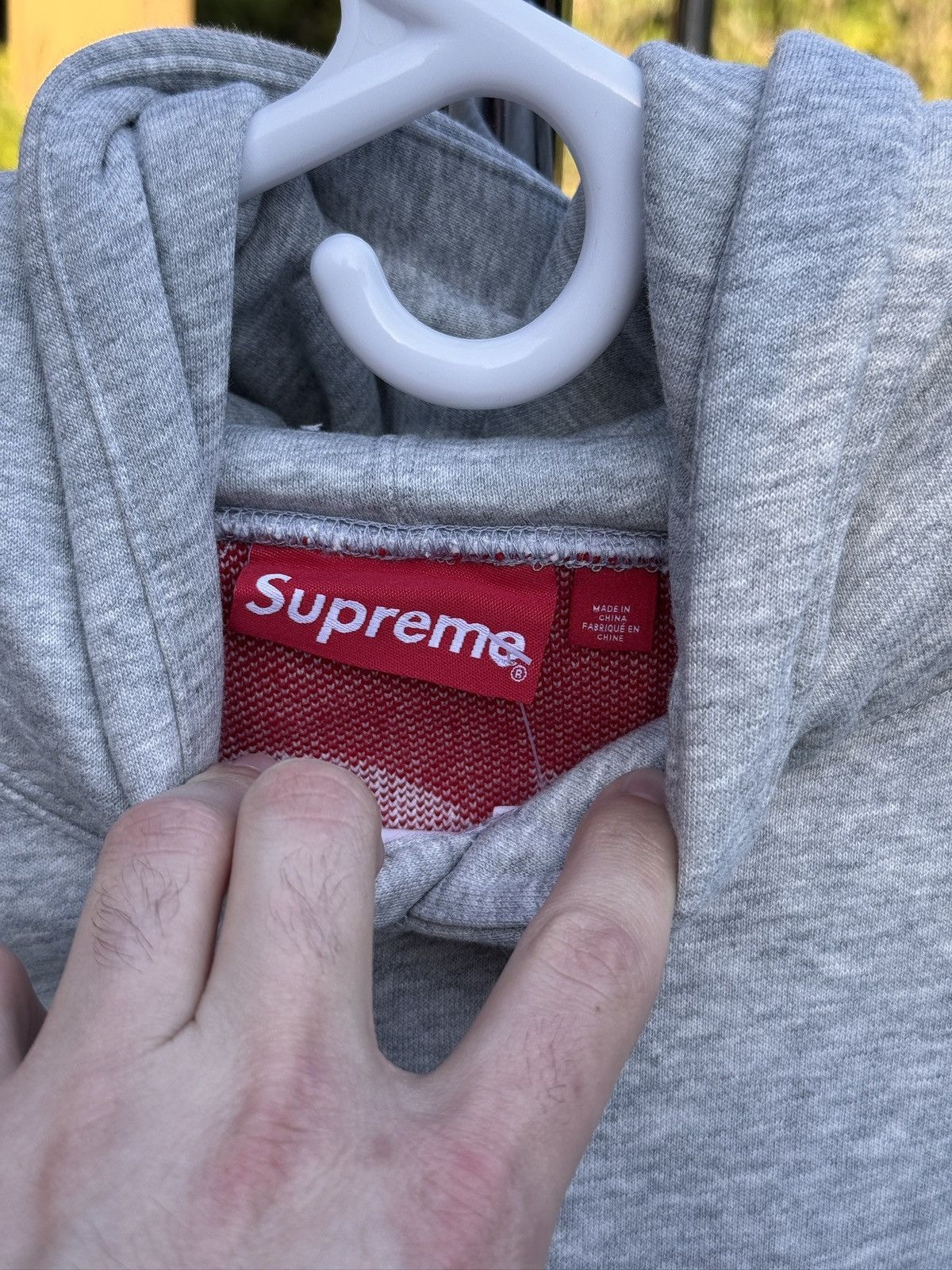 トップス Big Logo Jacquard Hooded Sweatshirt Grey Supreme Big Logo Jacquard Hooded Sweatshirt 