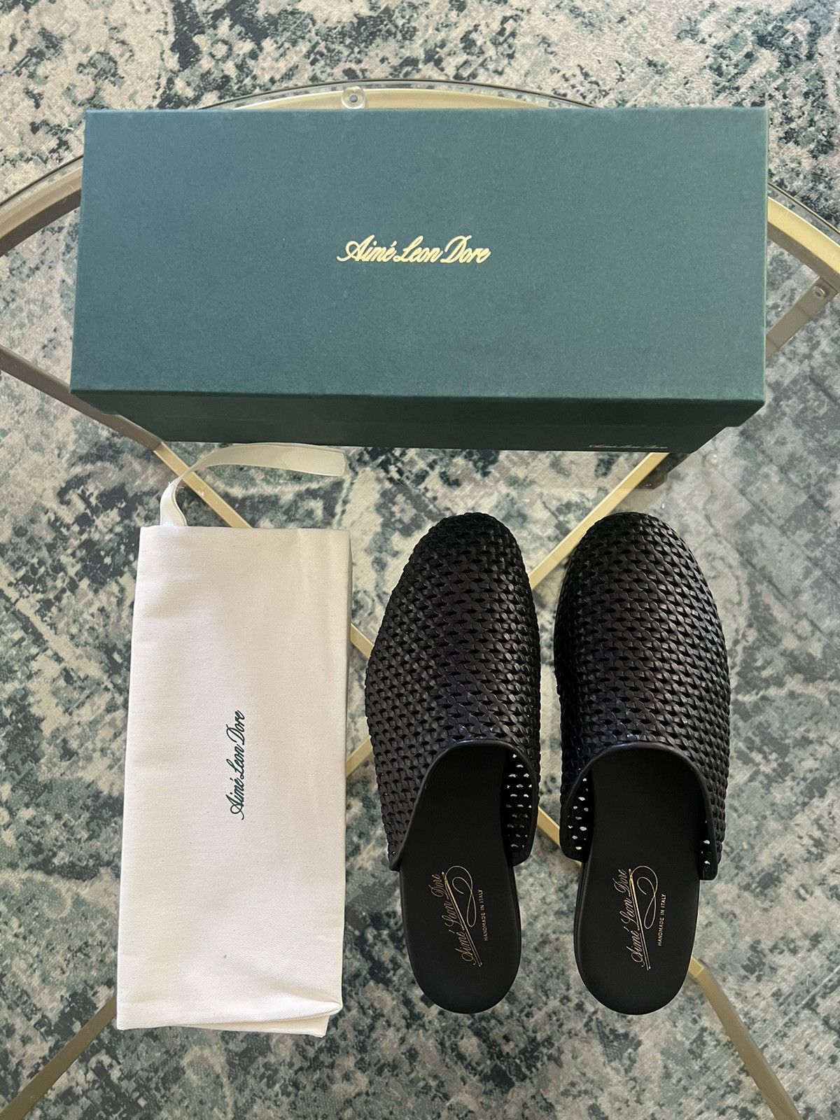 Aime Leon Dore Leather Raffia Mule | Grailed