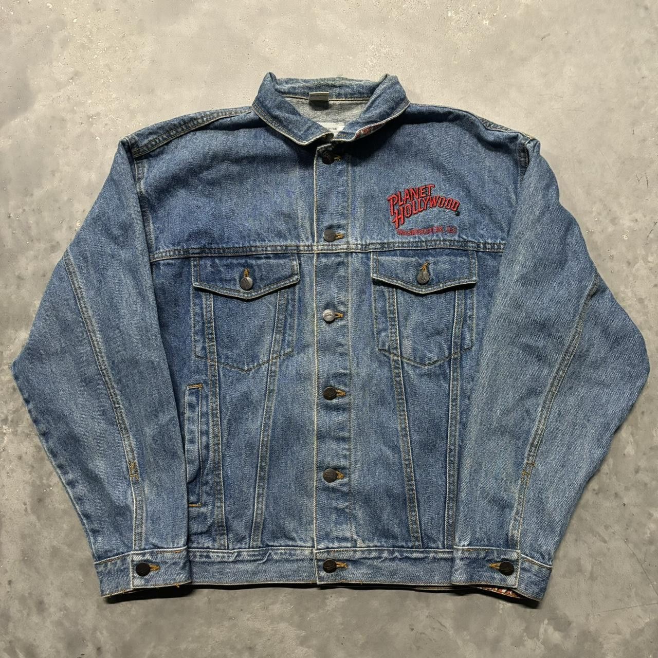 Planet Hollywood × Vintage Crazy Vintage 90s Planet Hollywood Embroidered Denim Jean Jacket! Size US M / EU 48-50 / 2 - 2 Thumbnail