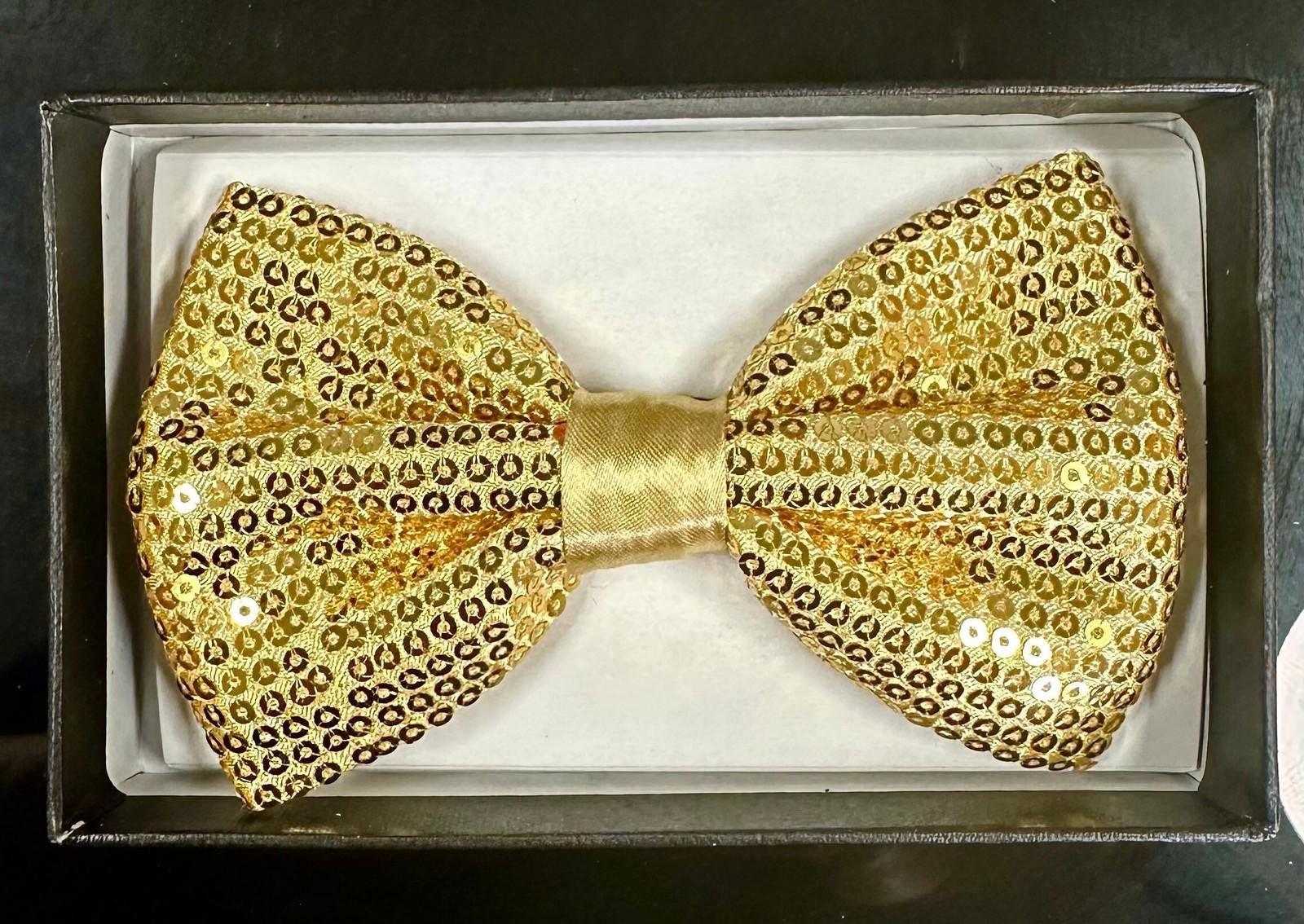 Designer Sequins Fabric Bow Tie GOLD Adult Unisex Size ONE SIZE - 1 Preview