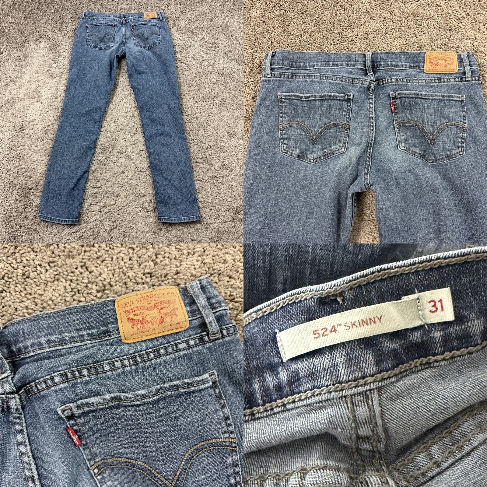 Levi's Levi's 524 Jeans Womens 31 Skinny Low Rise Stretch Medium Wash Denim 32x30 Blue Cotton Blend Logo Jeans Womens Size 24" / US 00 / IT 34 - 8 Thumbnail
