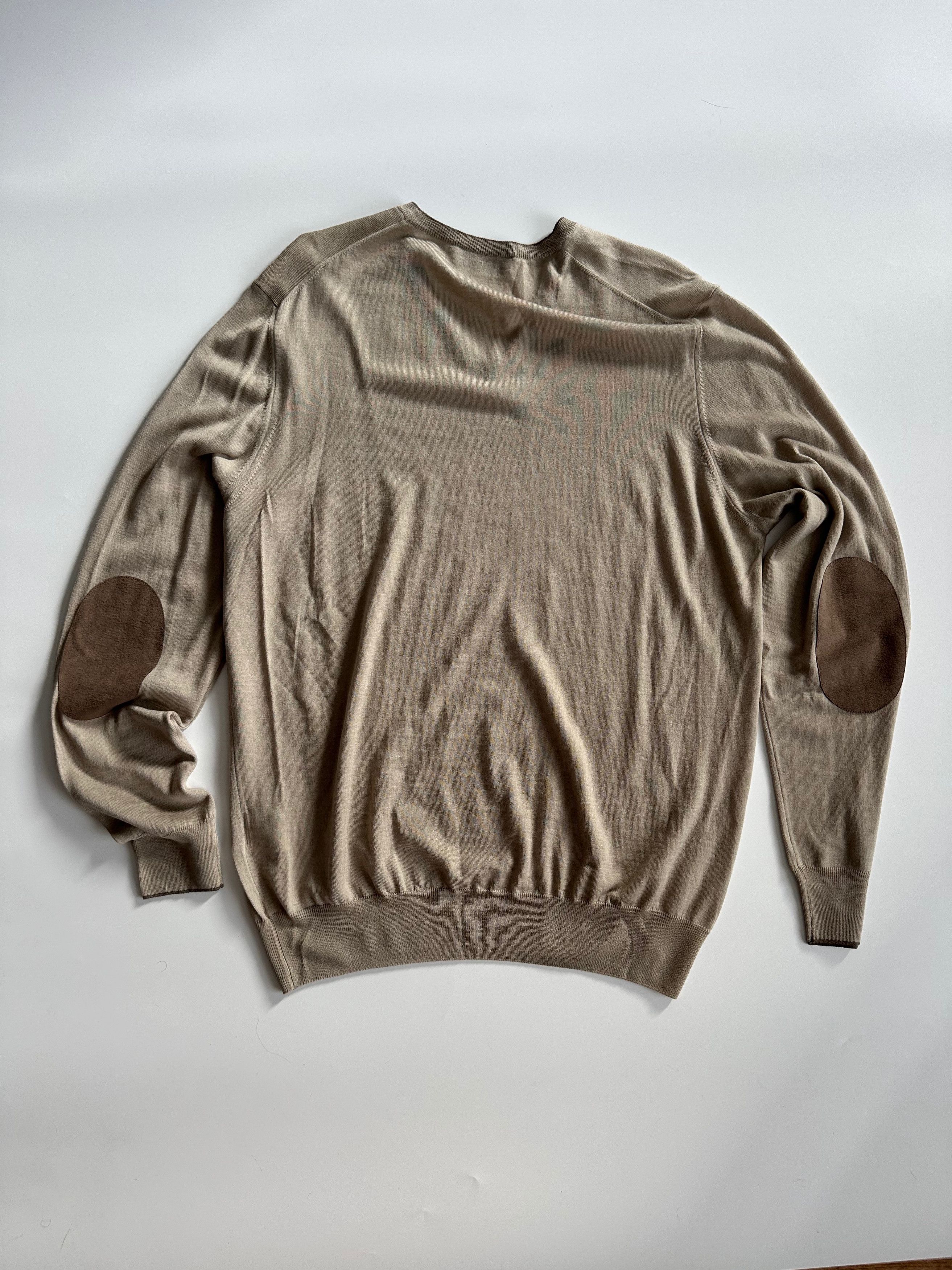 Gran Sasso Gran Sasso 100% Wool V neck beige sweater jumper Size US L / EU 52-54 / 3 - 10 Thumbnail