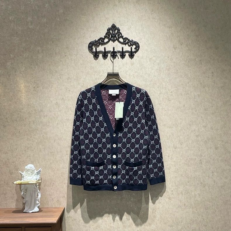 Gucci Gucci Double G old flower full print wool knitted cardigan Size US S / EU 44-46 / 1 - 1 Thumbnail