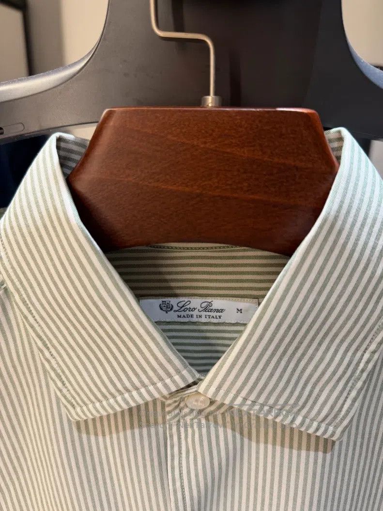 Loro Piana Loro Piana Green Striped Men's Mulberry Silk Long Sleeve S Size US M / EU 48-50 / 2 - 2 Thumbnail