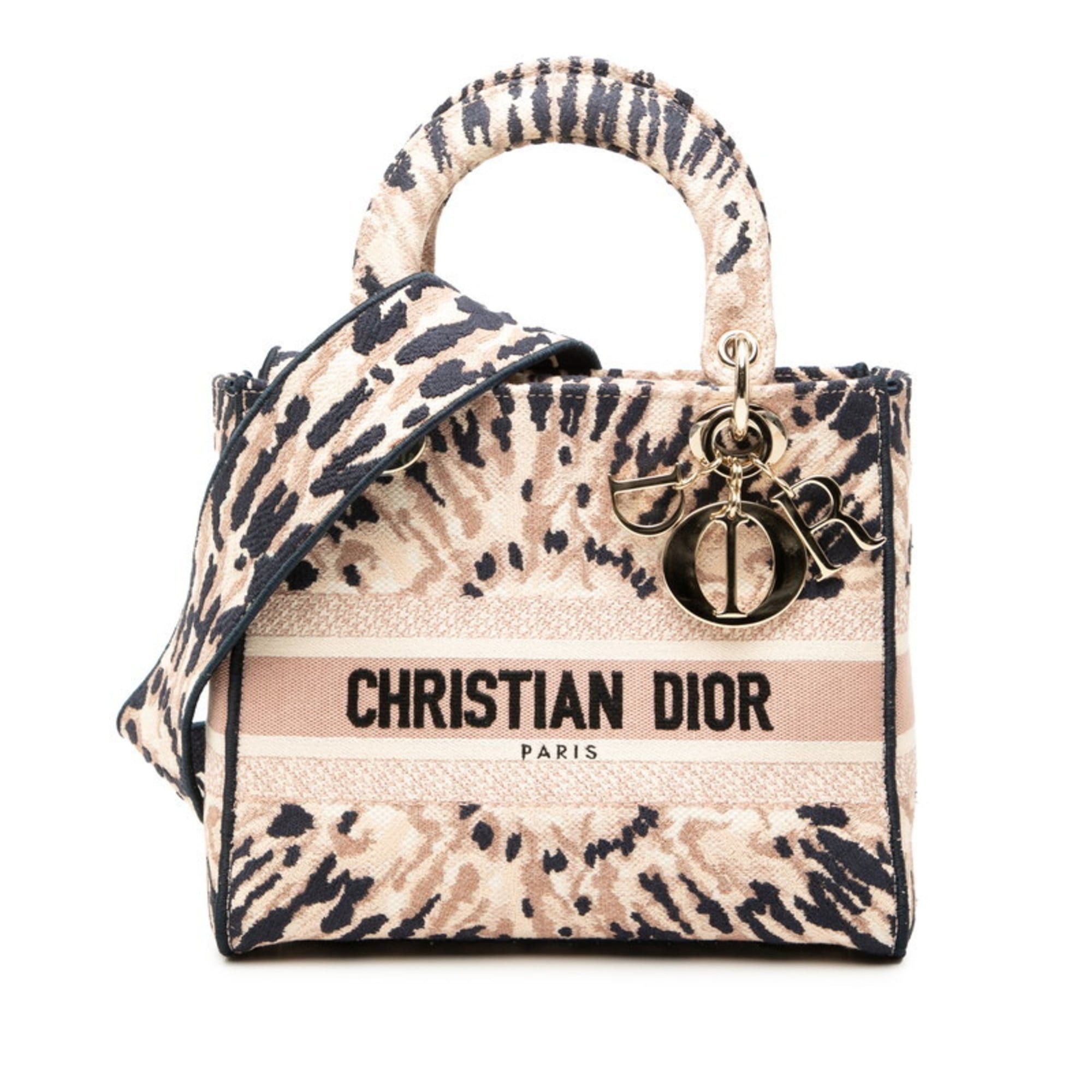 Dior Christian Dior Dior Lady Tie-Dye Embroidery Medium Handbag/Shoulder Bag, 2-Way, Pink and Navy Canvas, Women's, Size ONE SIZE - 1 Thumbnail