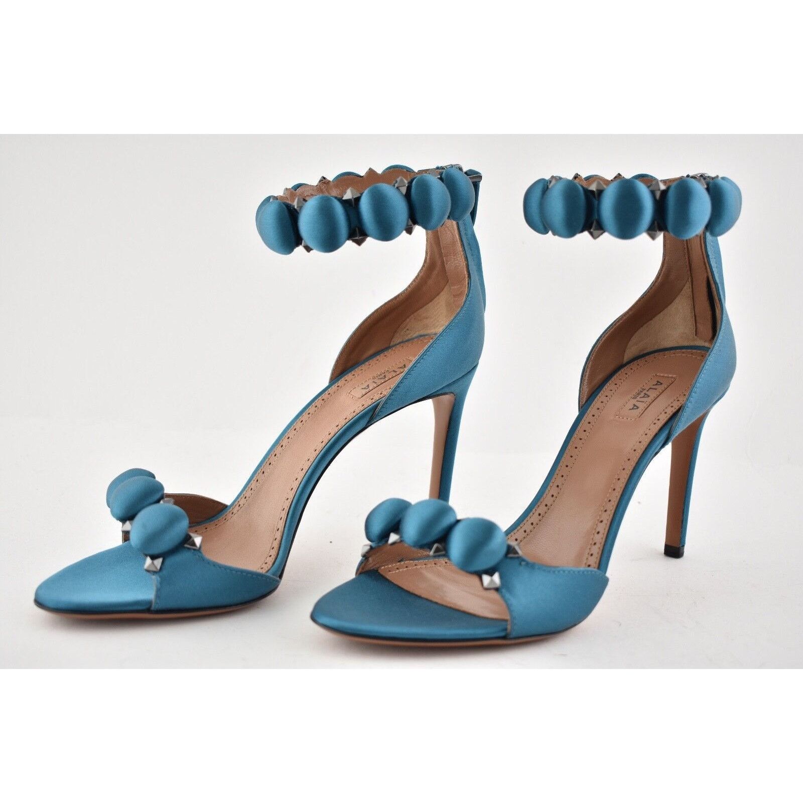Alaia 90mm Canard Satin Studded Ankle Strap Sandal Heel Pump 37.5 Size US 7.5 / IT 37.5 - 6 Thumbnail