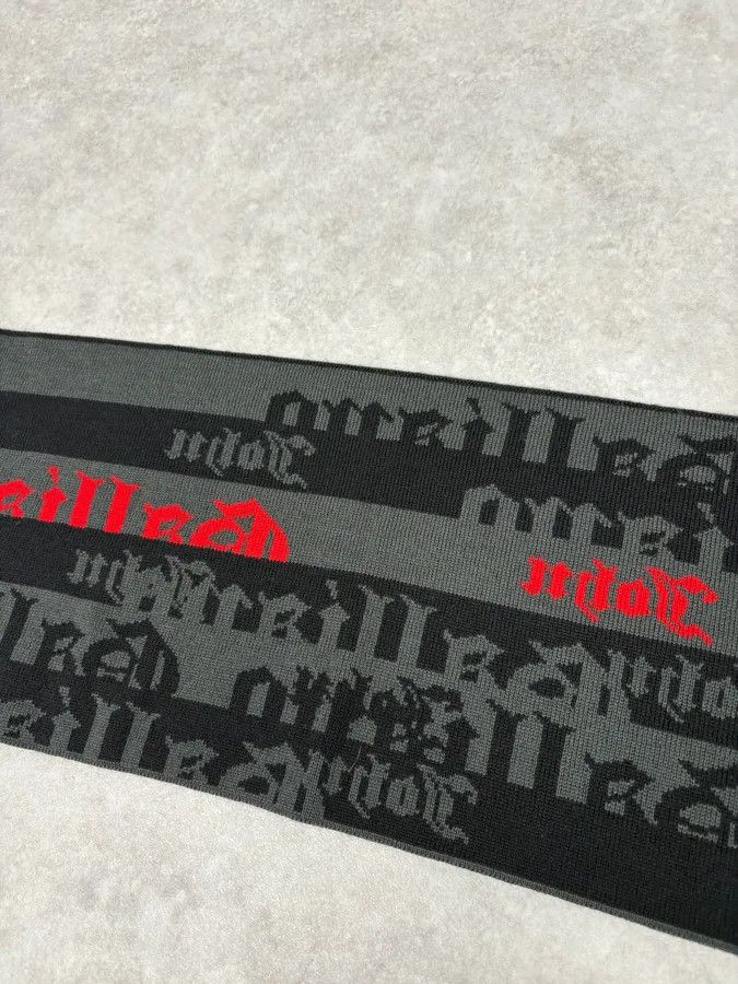 John Galliano John Galliano Gothic Script Grey & Red Scarf Size ONE SIZE - 3 Thumbnail