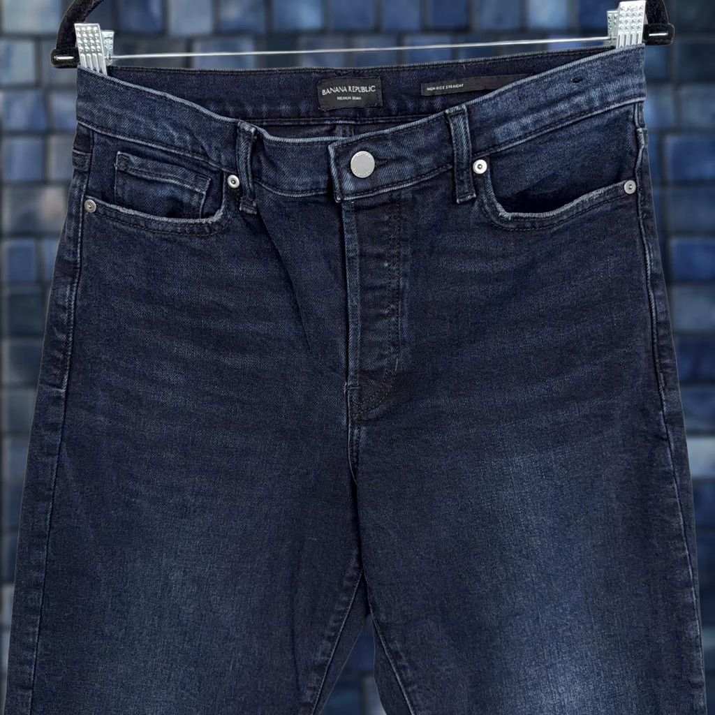 Banana Republic Banana Republic Jeans Womens 28 Blue Dark Wash High Rise Straight Crop Raw Hem Denim Cotton Blend Stretch Distressed 90s City Preppy Womens Size 28" / US 6 / IT 42 - 1 Thumbnail
