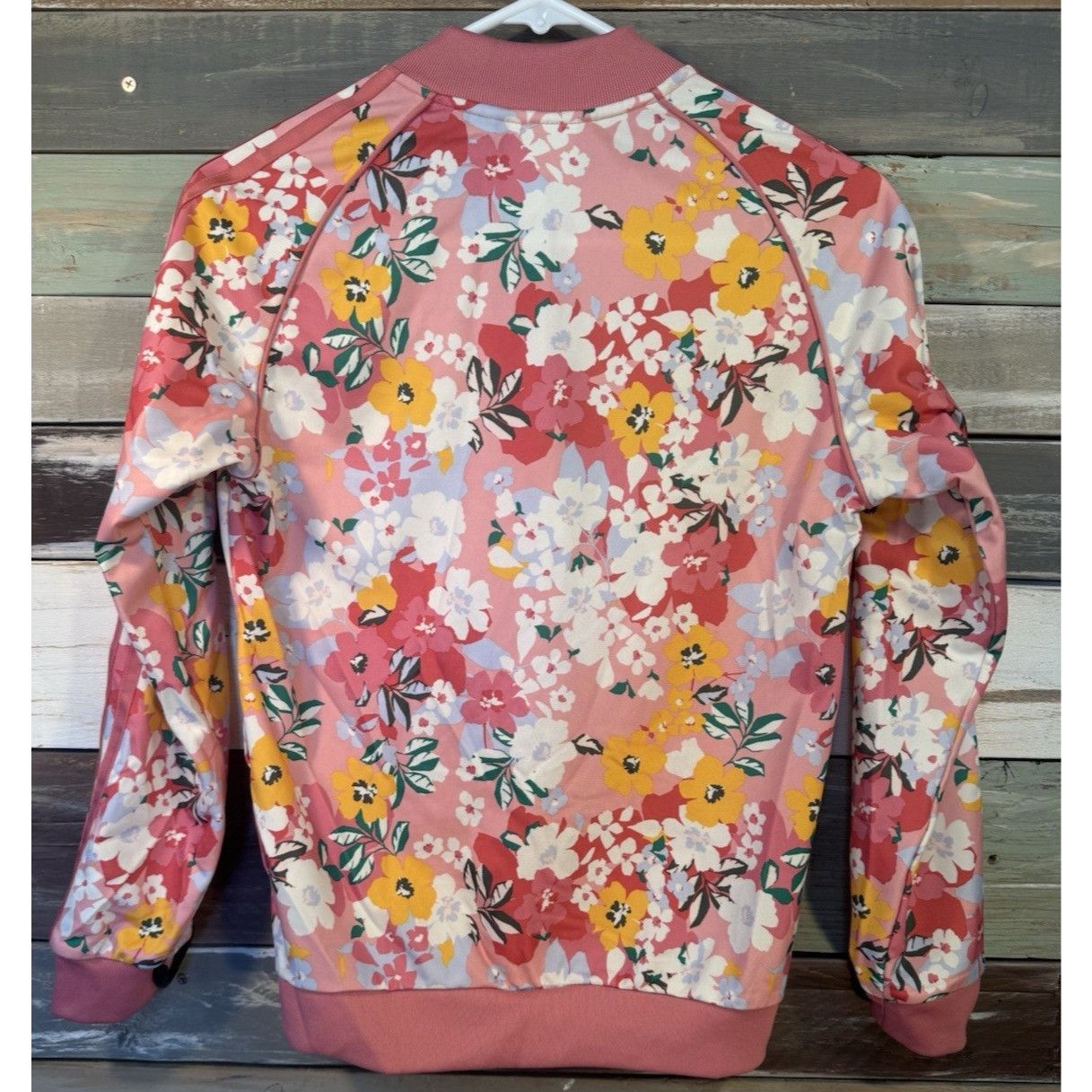 Adidas Adidas Girls Pink Floral Zip Track Jacket M (11-12) USED Size M / US 6-8 / IT 42-44 - 3 Thumbnail