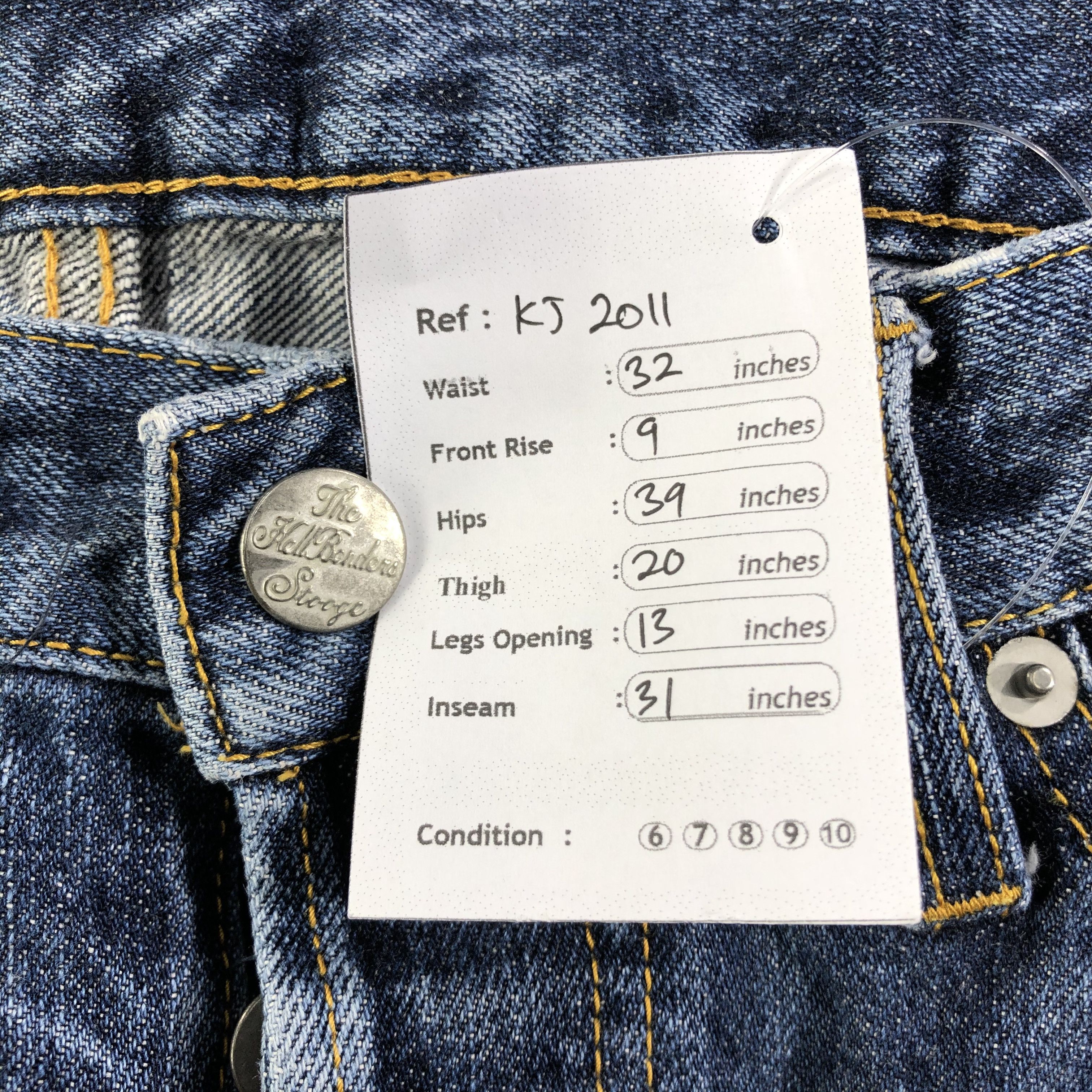 Japanese Brand Stooge & Co Blue Distressed Denim KJ2011 Size US 31 - 11 Thumbnail