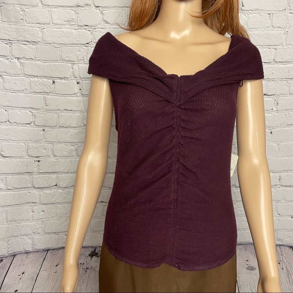 Free People NWT New $58 Free People This Cutie Purple Ruched Off-the-Sh Size L / US 10 / IT 46 - 5 Thumbnail