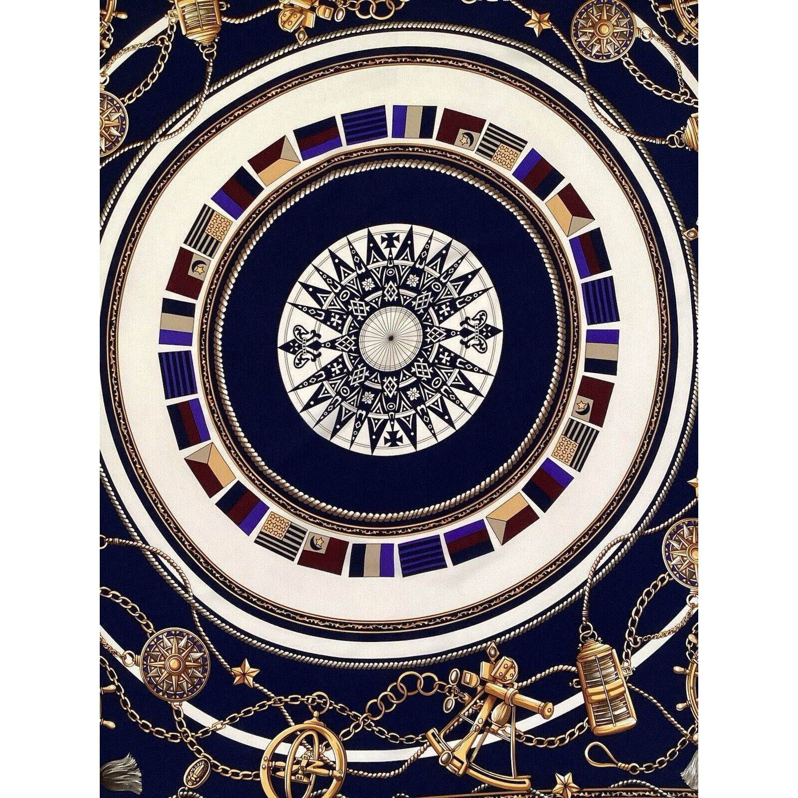 Other POLO CLUB Blue Navy Nautical Print Silk Scarf 35"- 34’’ E C Size ONE SIZE - 9 Thumbnail