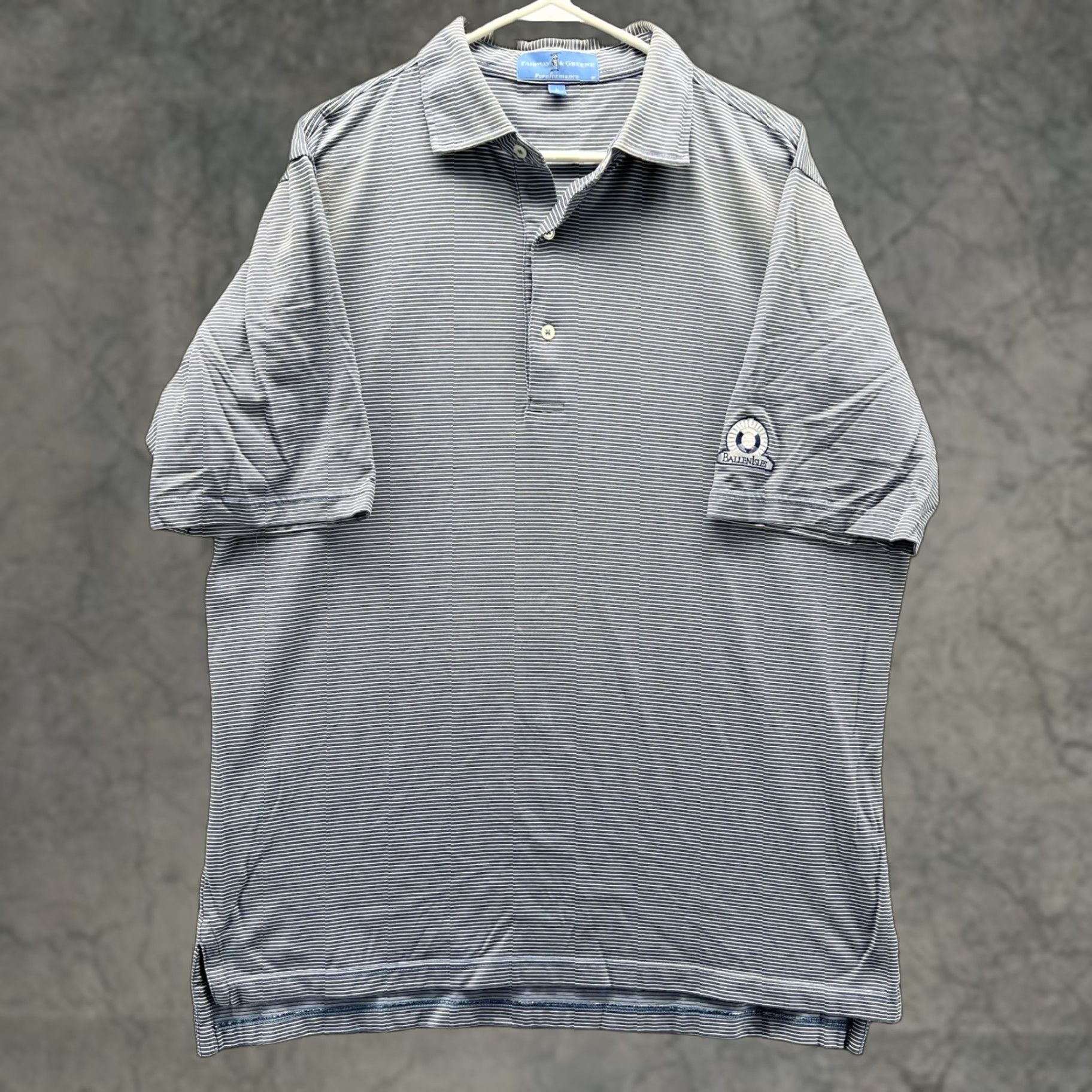 Vintage Fairway & Greene Polo Shirt Mens L Blue Stripe Pureformance Golf Shirt Size US L / EU 52-54 / 3 - 1 Thumbnail