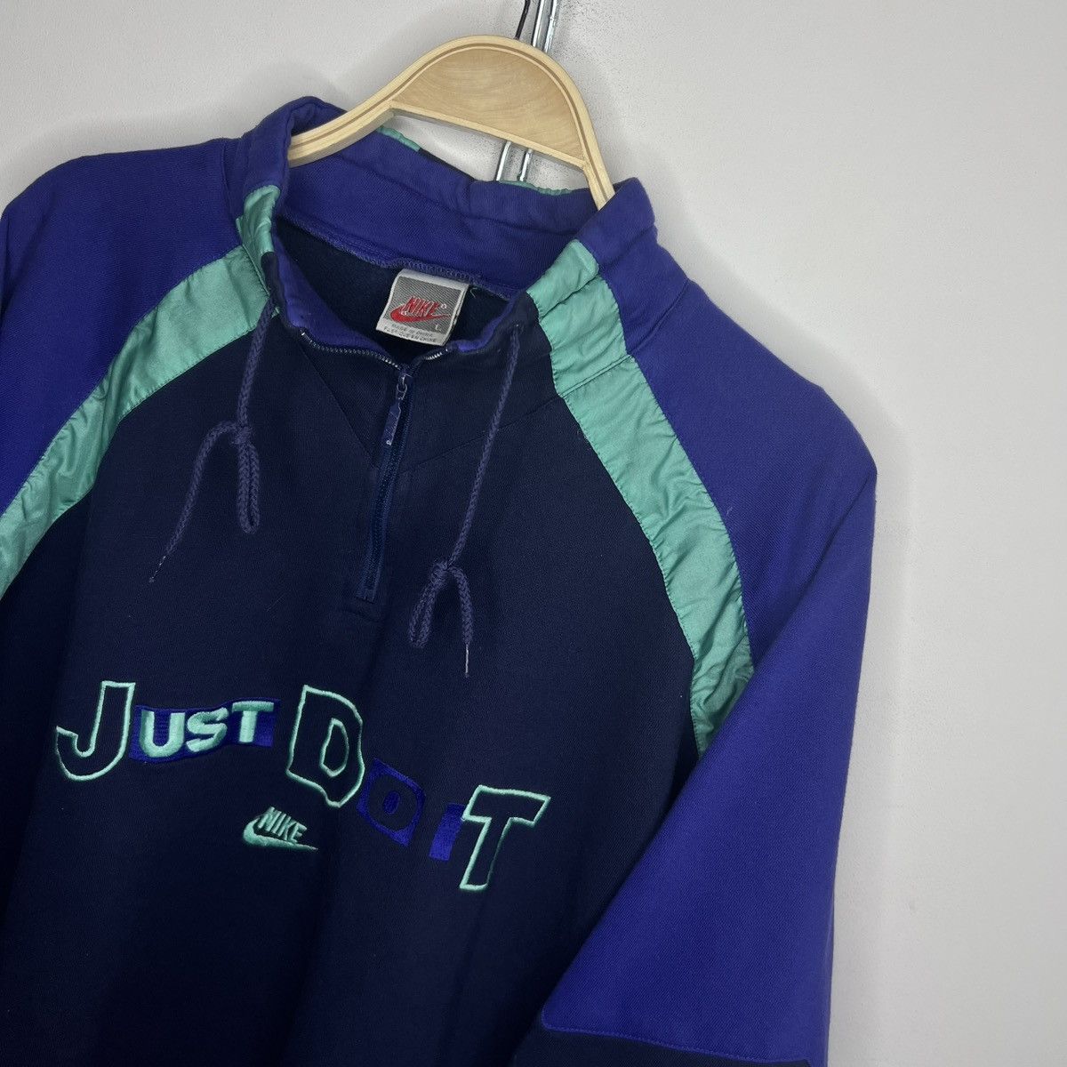 Nike Vintage 80s Sweatshirt Nike Half Zip Just Do It Spellout Size US L / EU 52-54 / 3 - 5 Thumbnail