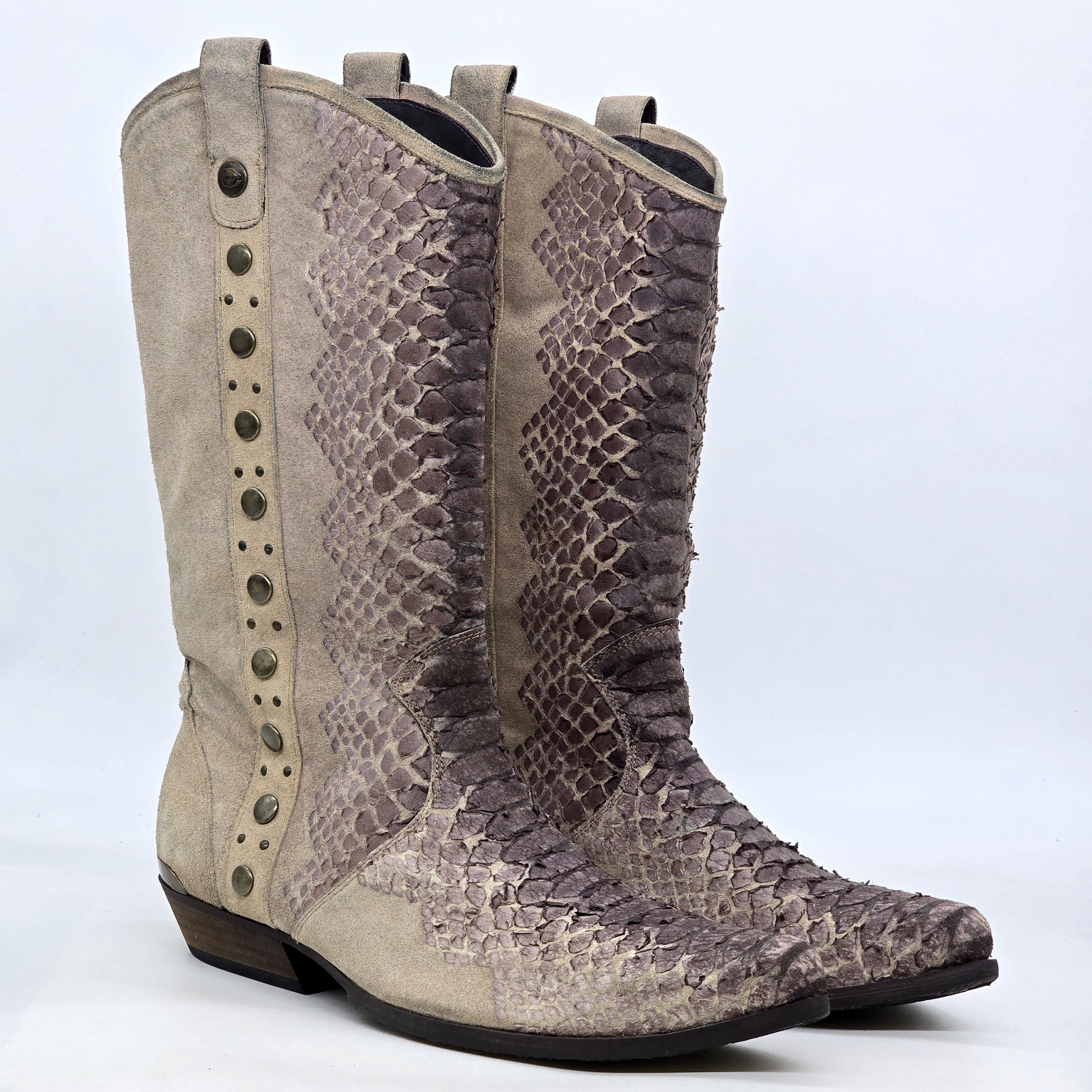 Roberto Cavalli Just Cavalli - Archive Phyton Paneled Western Boots Size US 9 / EU 42 - 1 Thumbnail
