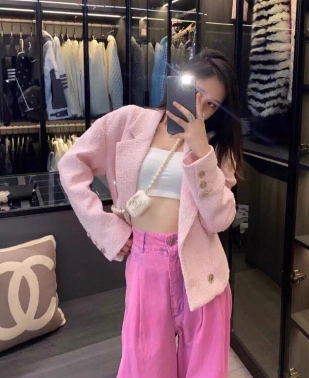 Chanel Chanel gradient pink women's jeans metal CC star button 38 Size 27" / US 4 / IT 40 - 2 Thumbnail