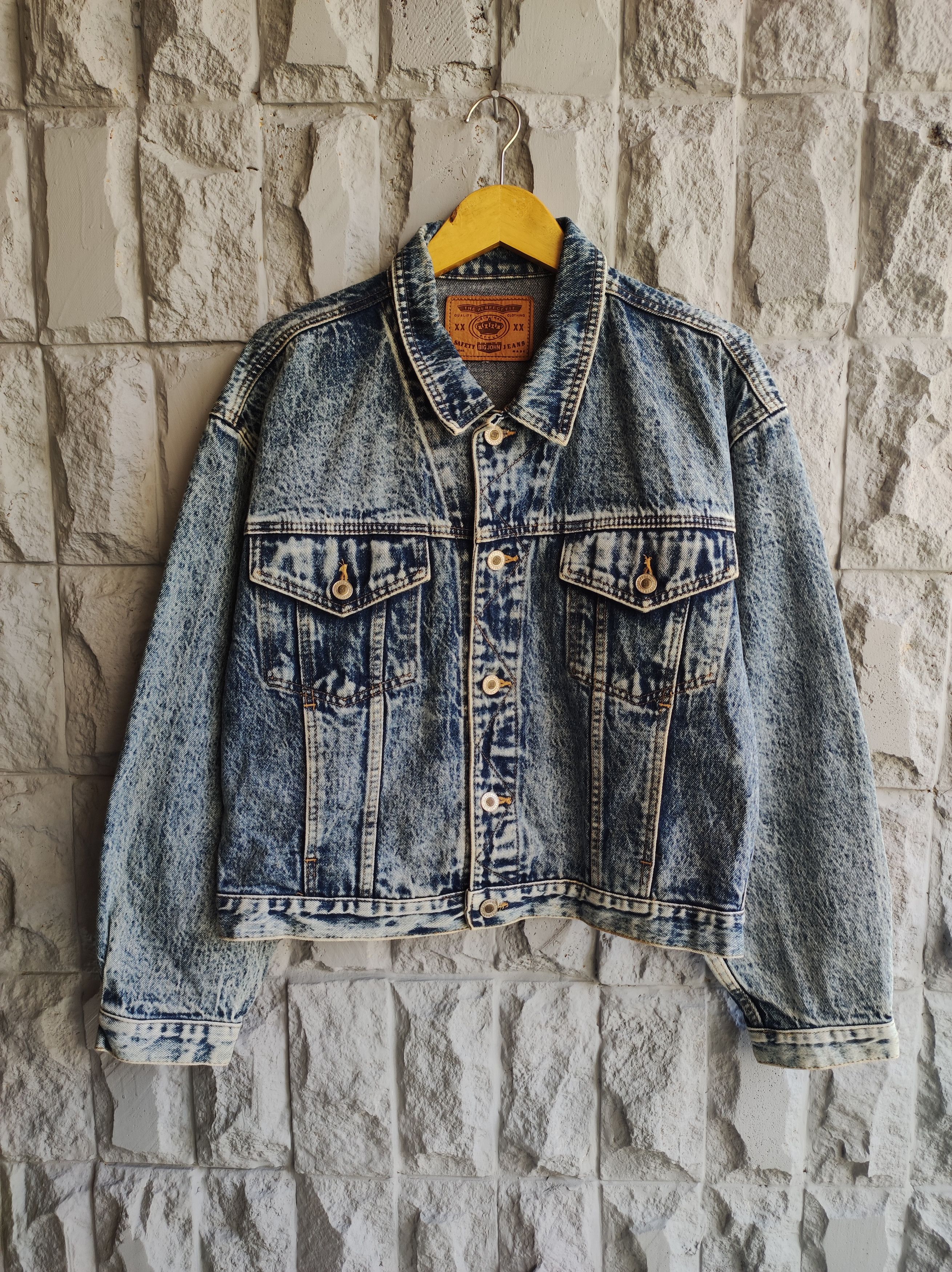 image of Big John x Vintage Crazyvtg 80's Bigjohn Acid Wash Denim Jacket in Blue Wash, Men's (Size Medium)