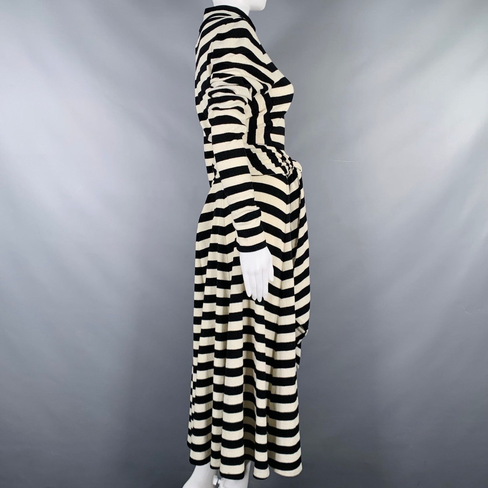 Marc Jacobs Size 6 Black White Wool Nylon Stripe Belted Dress Size M / US 6-8 / IT 42-44 - 3 Thumbnail