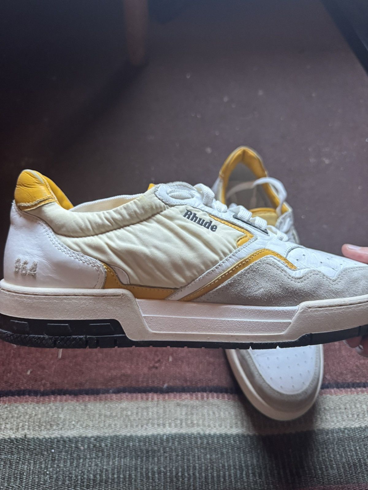Rhude Rhude Racing Sneaker in White/Yellow Mustard Size US 9.5 / EU 42-43 - 5 Thumbnail