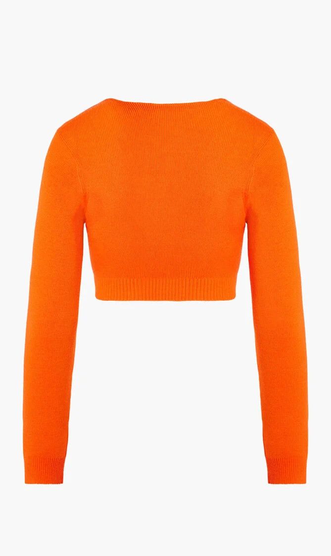 Jil Sander o1y1025 V-Neck Sweater in Orange Size M / US 6-8 / IT 42-44 - 2 Thumbnail