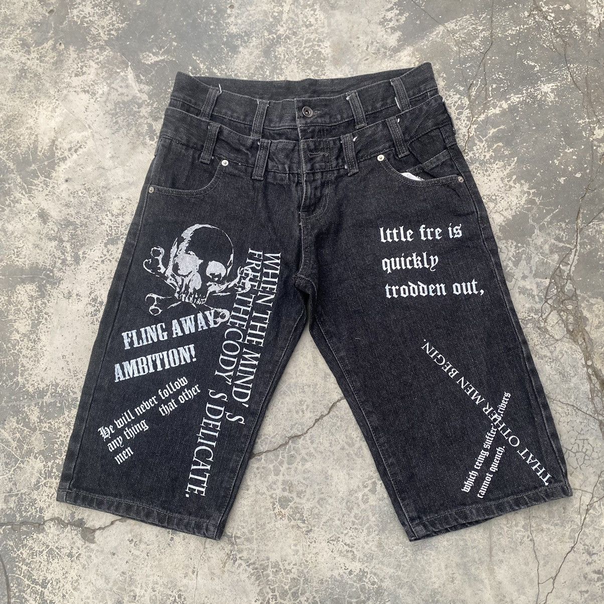 If Six Was Nine × Japanese Brand × Seditionaries Punk Poem Denim Short Size US 30 / EU 46 - 1 Thumbnail