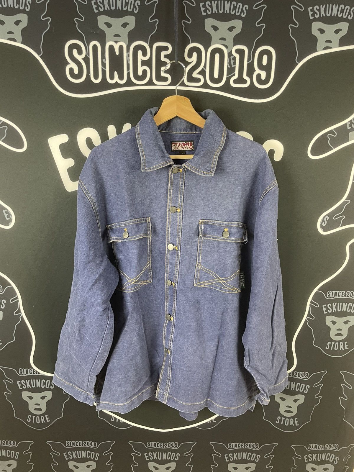 Japanese Brand Jami Island Double Pocket Denim Shirts Size US XL / EU 56 / 4 - 3 Thumbnail