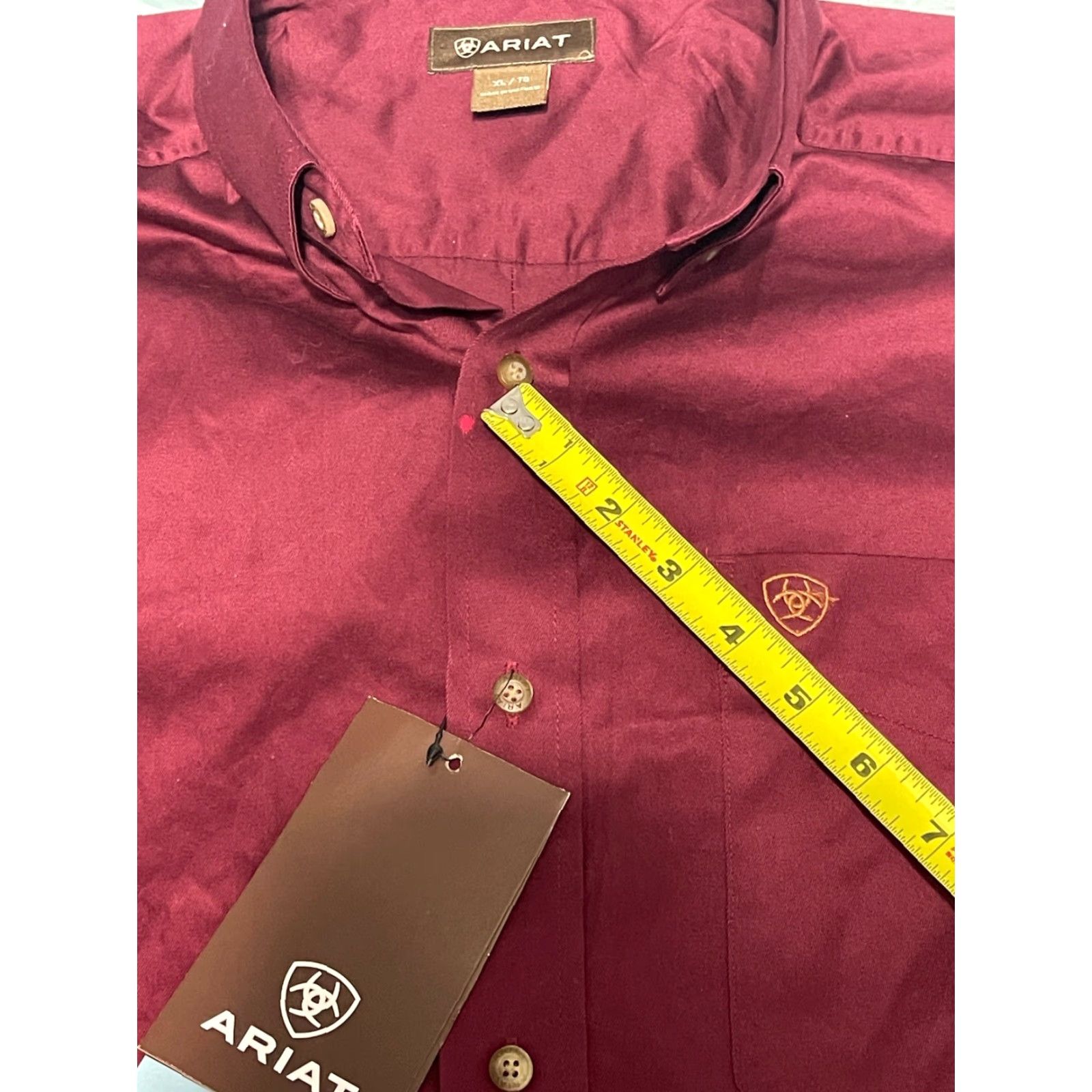 Ariat Ariat Western Button-Up Shirt XL Men Burgundy Long Sleeve Easy Care Casual Size US XL / EU 56 / 4 - 4 Thumbnail