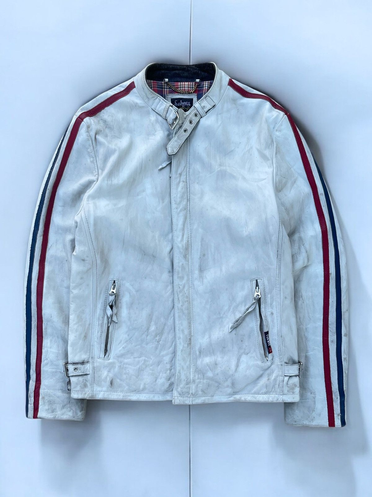 Genuine Leather × Schott 🔥Vintage Schott Classic Sheep Leather Racer Jacket Size US L / EU 52-54 / 3 - 2 Thumbnail