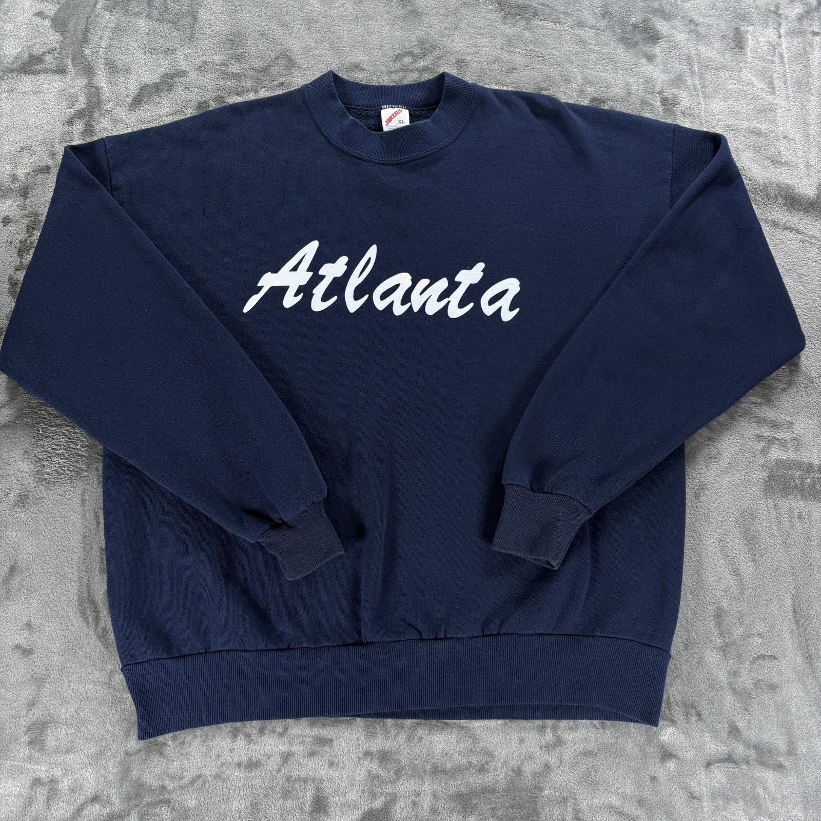 Jerzees Vintage 80s Jerzees Atlanta Sweatshirt XL Made in USA Navy C Size US XL / EU 56 / 4 - 1 Thumbnail