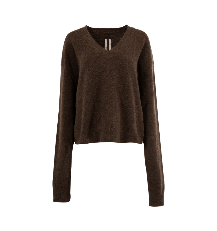Rick Owens o1h1sh11225 Tommy V Neck in Brown Size S / US 4 / IT 40 - 1 Thumbnail