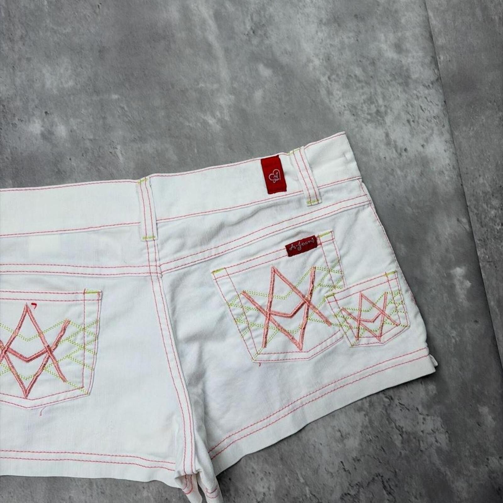 Other Y2K White A-Jeans Grunge Gothic Mini Denim Shorts Size 30" / US 8 / IT 44 - 3 Thumbnail