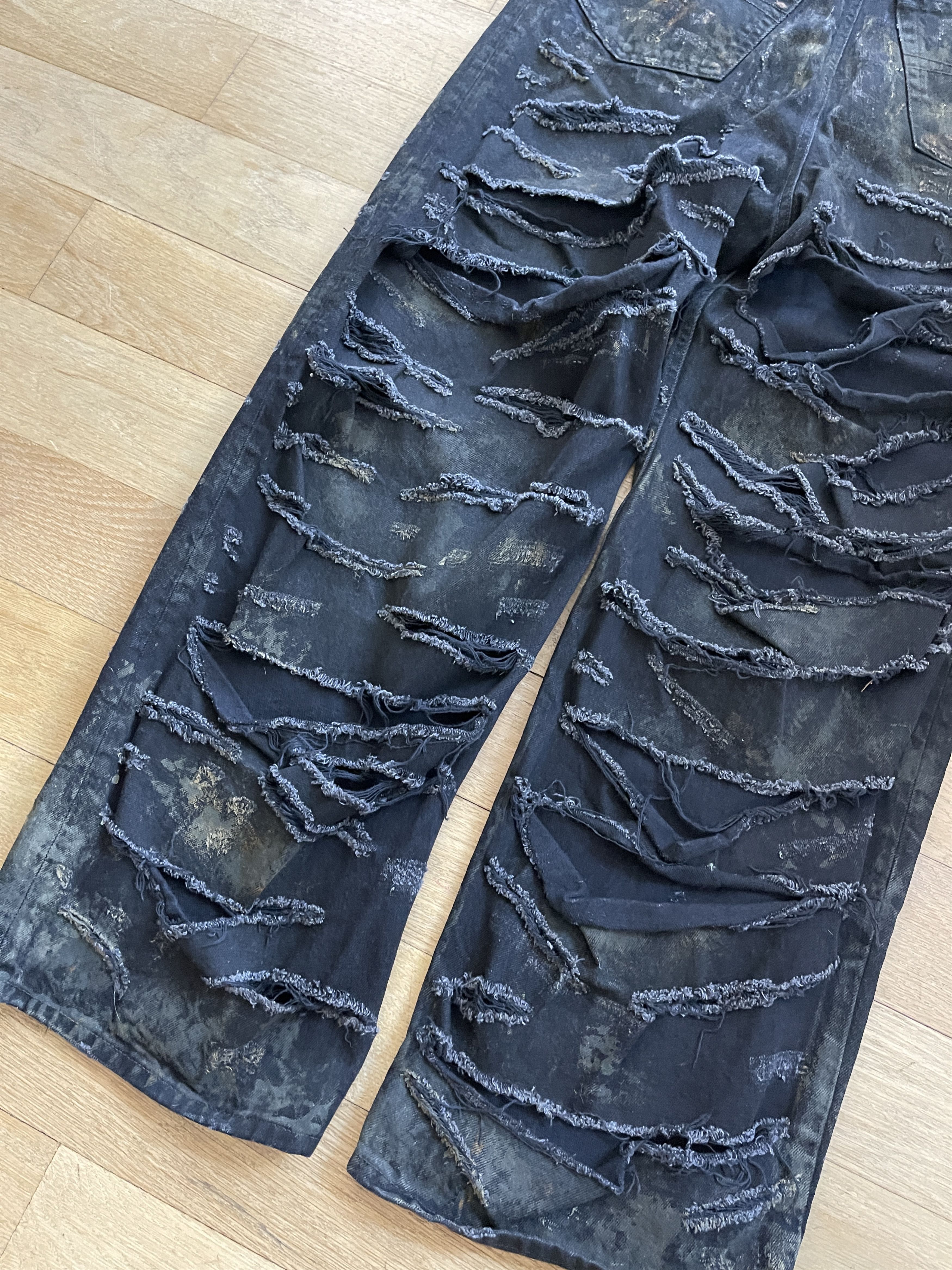 Balenciaga Destroyed Denim Pants 'Flat Black' Size US 32 / EU 48 - 15 Thumbnail