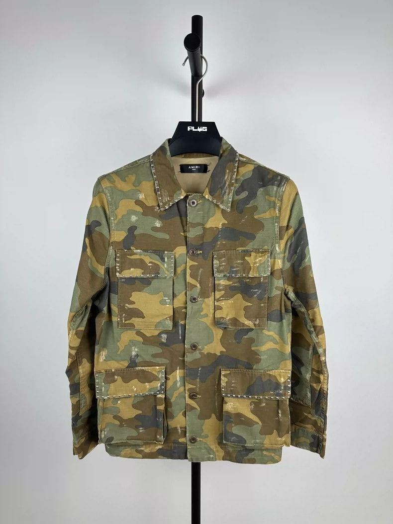 Amiri Amiri Camouflage distressed denim jacket with pocket rivet Size US S / EU 44-46 / 1 - 1 Thumbnail